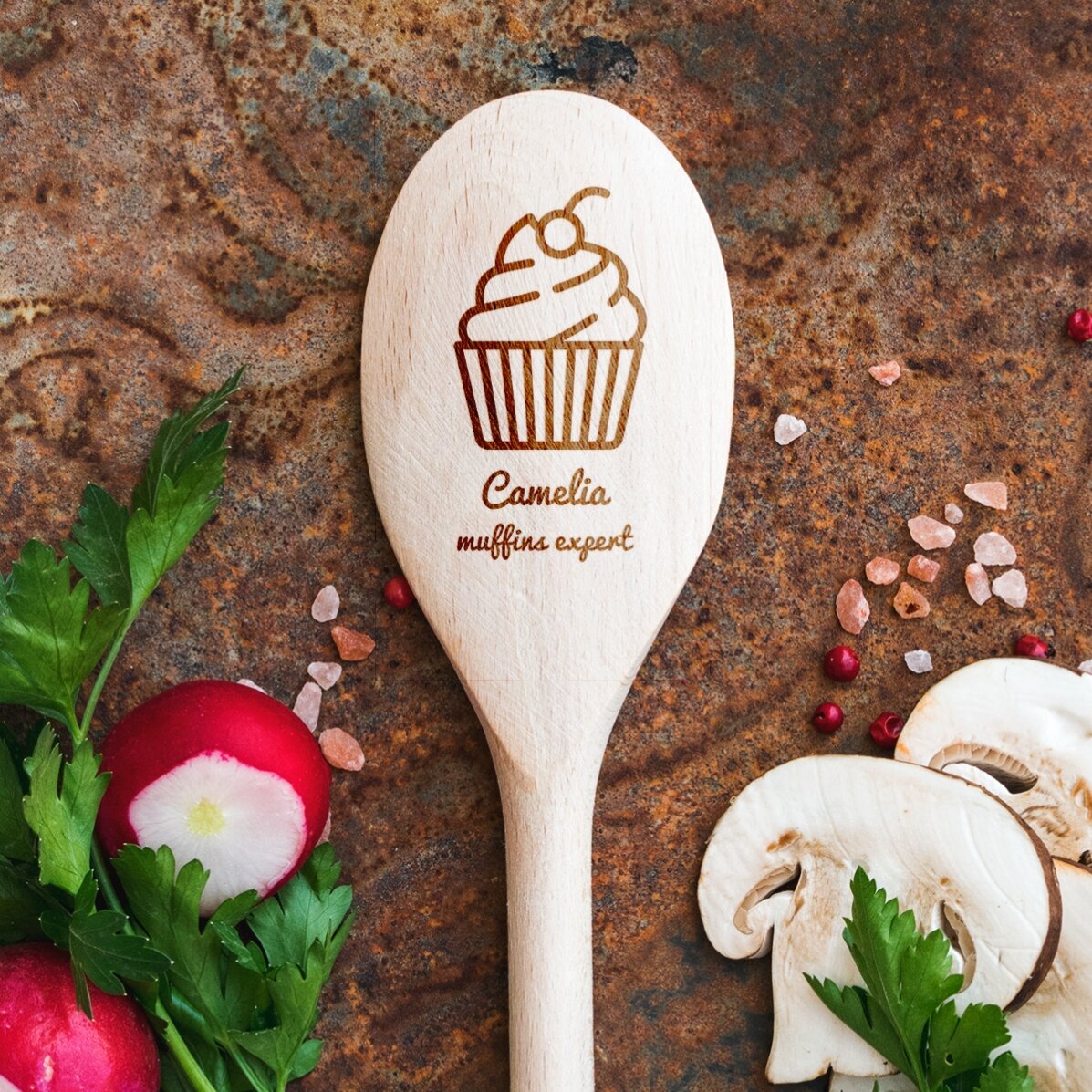 Personalisierter Holzlöffel – Muffins Expert