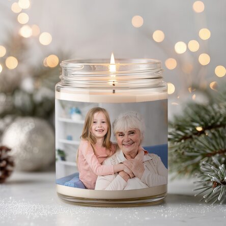 Große, personalisierte Duftkerze mit einem Foto