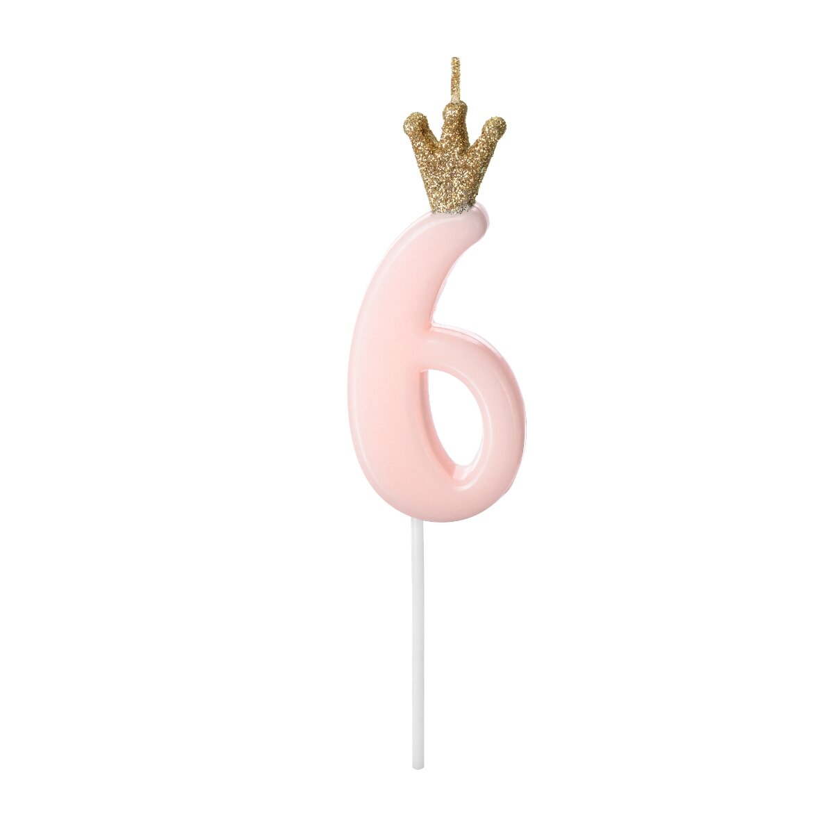 Tortenkerzen – Rosa Zahl mit Krönchen, 9,5 cm