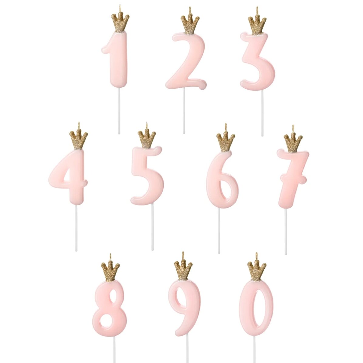 Tortenkerzen – Rosa Zahl mit Krönchen, 9,5 cm