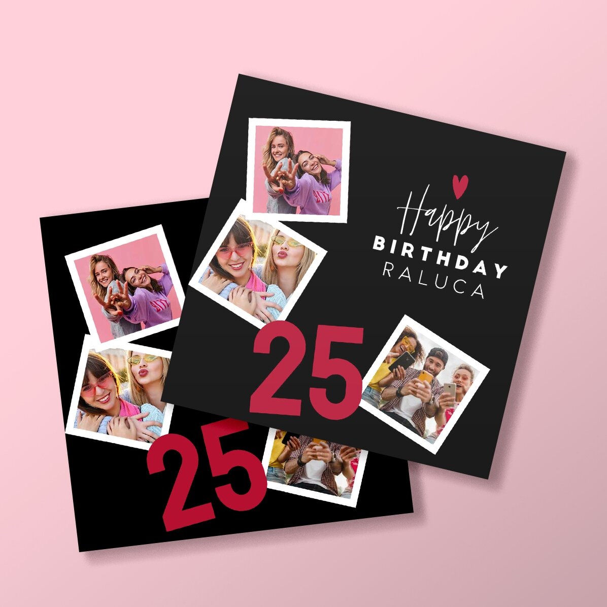Individuell gestalteter Magnet (10 x 10) mit 3 Fotos und Text – Herzlichen Glückwunsch zum Geburtsta