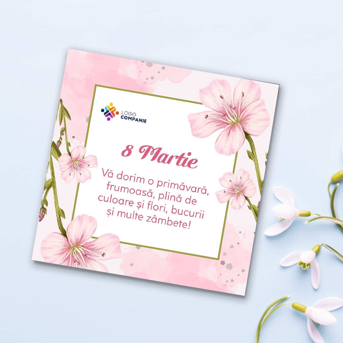 Customised 10x10 magnet with logo and text - 8 March