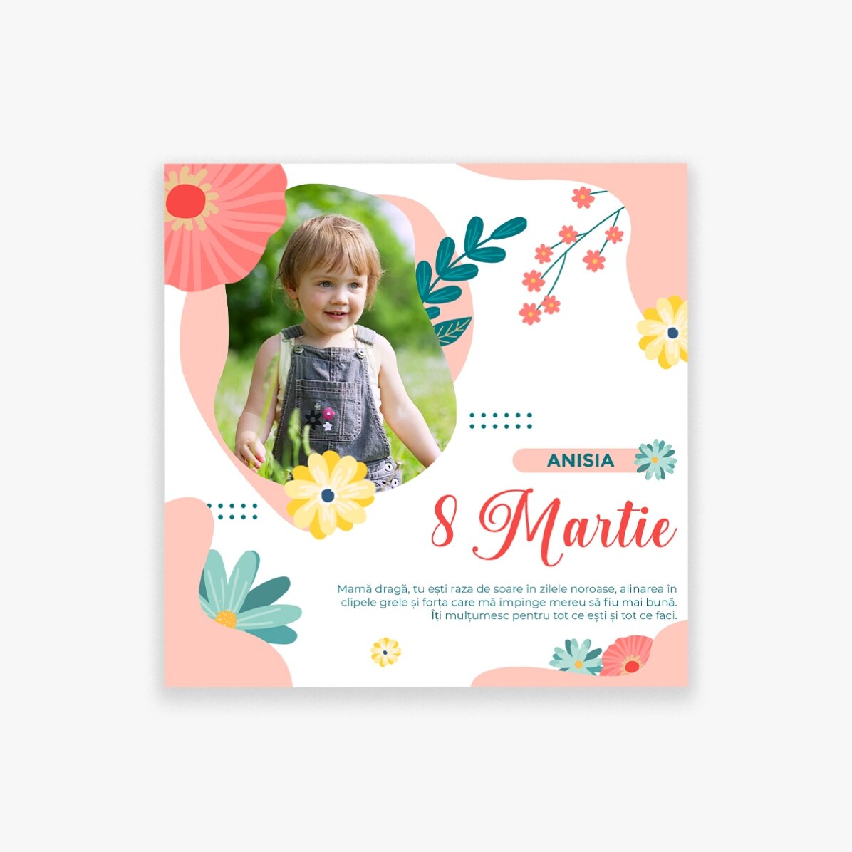 Individuell gestalteter Magnet 10x10 mit Foto und Text – Lovely Spring