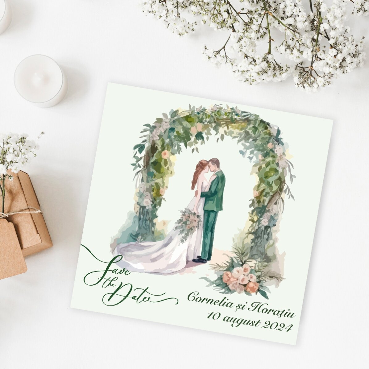 Personalised 10x10 magnet with text - Save the date