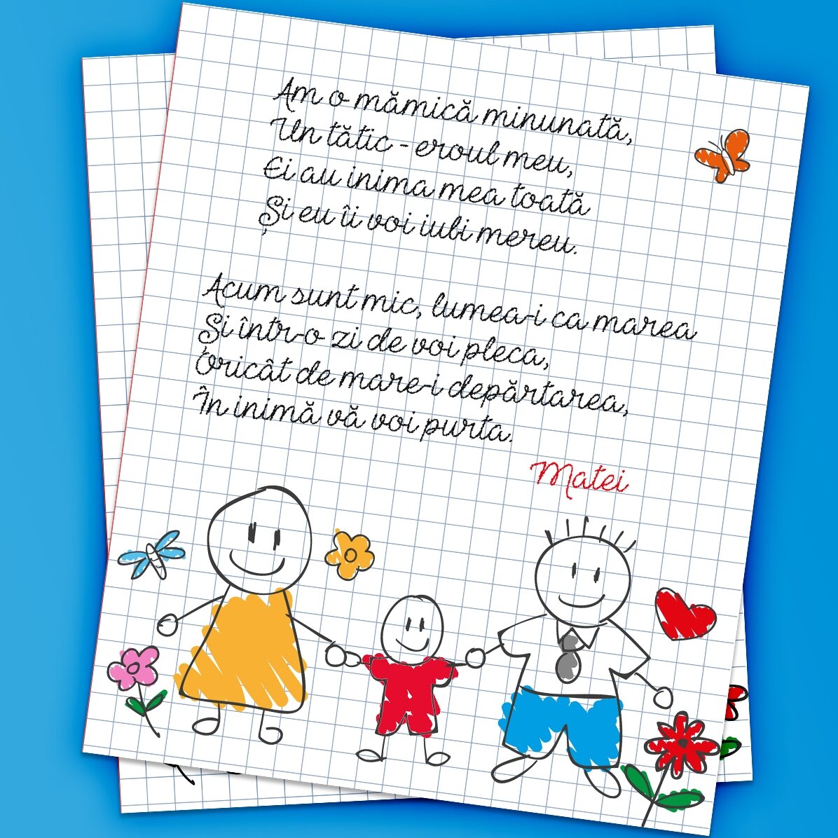 Individuell gestalteter Magnet (10 x 12 cm) mit einem Gedicht für Eltern – kleiner Junge