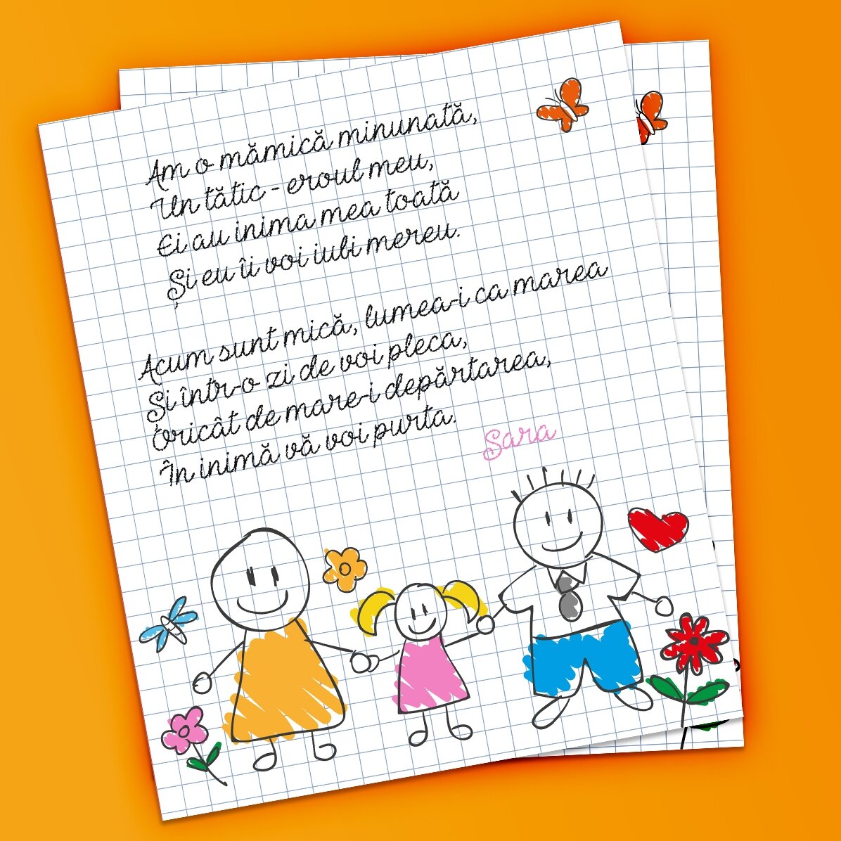 Individuell gestalteter Magnet (10 x 12 cm) mit einem Gedicht für Eltern – Mädchen