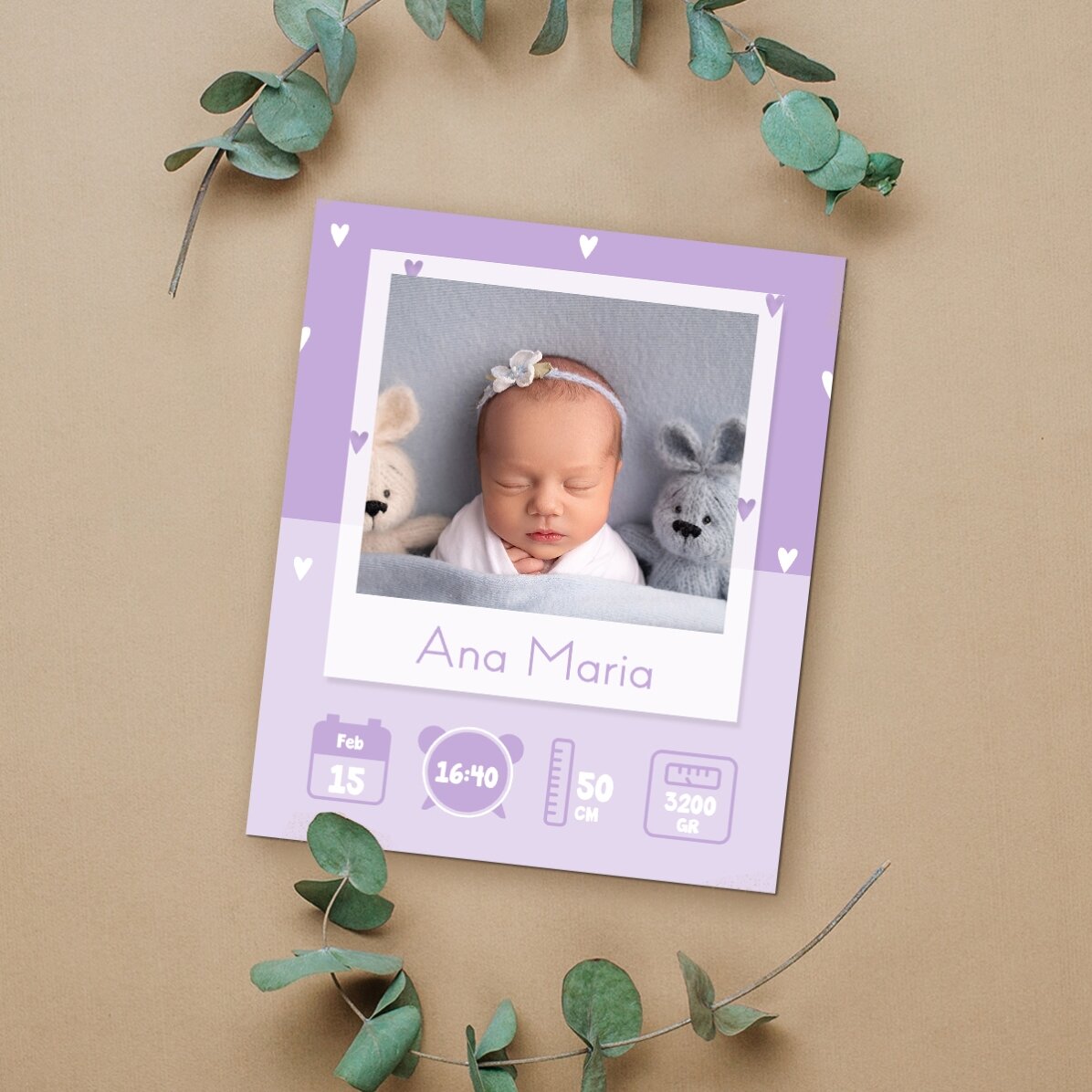 Individuell gestalteter Magnet (10 x 12 cm) mit Foto und Text – Baby