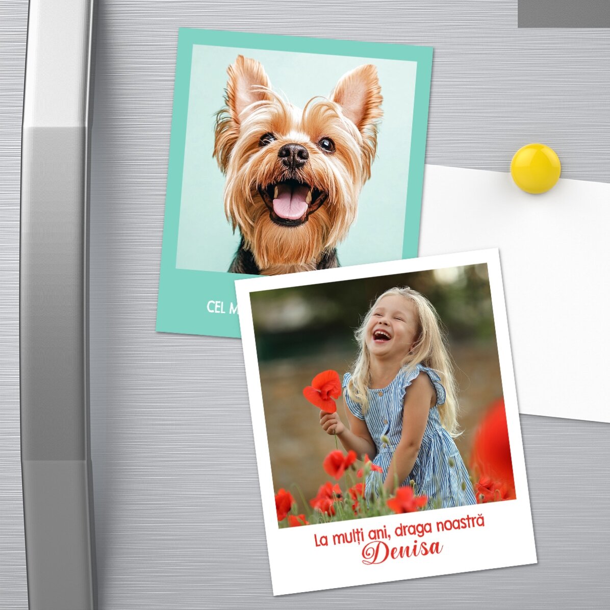 Individuell gestalteter Magnet (10 x 12 cm) mit Foto und Text – im Polaroid-Format