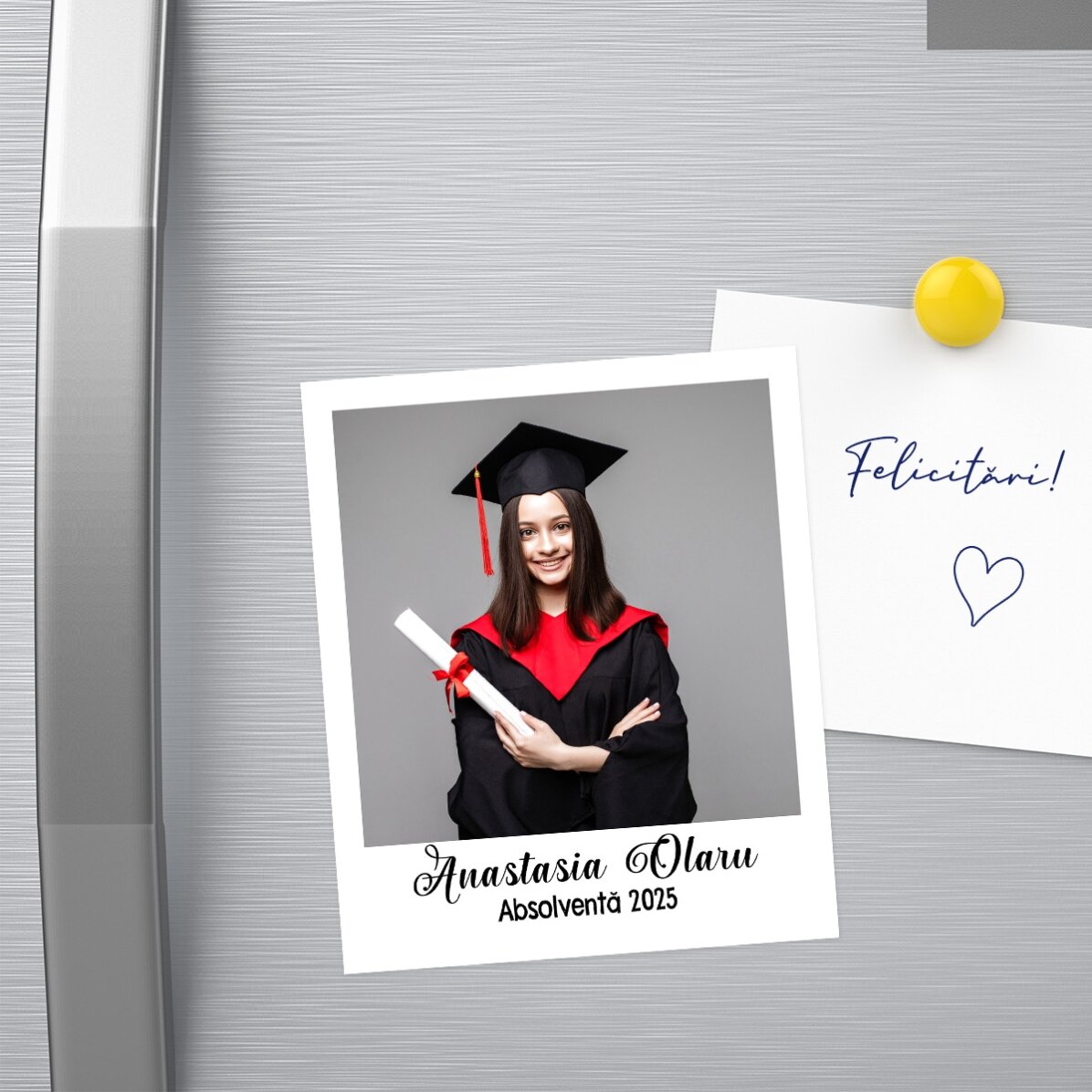 Individuell gestalteter Magnet (10 x 12 cm) mit Foto und Text – im Polaroid-Format