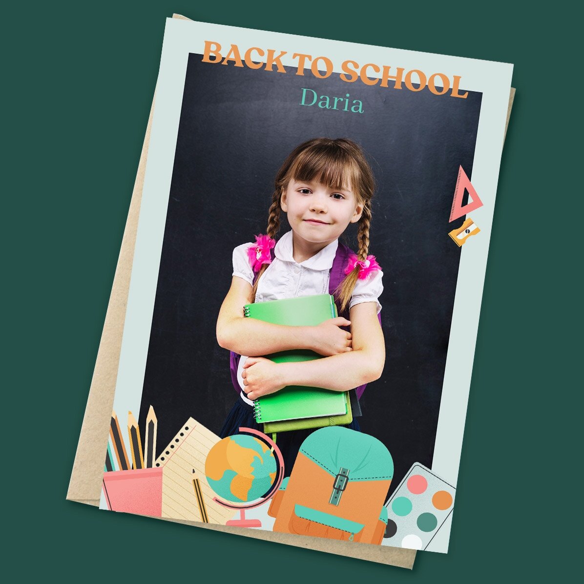 Individuell gestalteter Magnet (10 x 15 cm) mit Foto und Text – Back to School