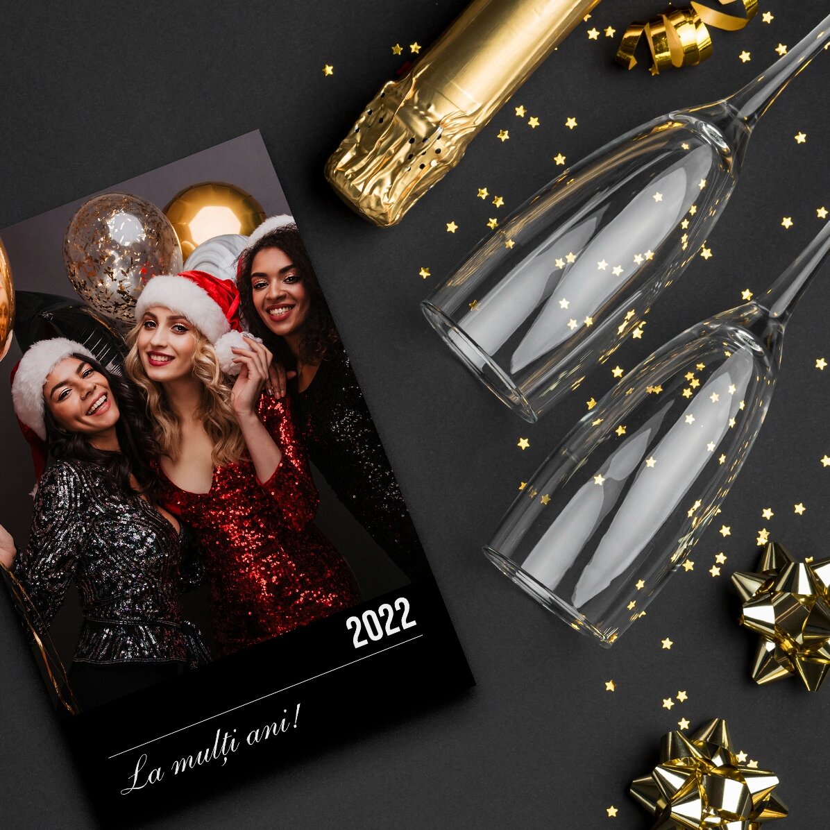 Individuell gestalteter Magnet (10 x 15 cm) mit Text und einem Foto – Happy New Year