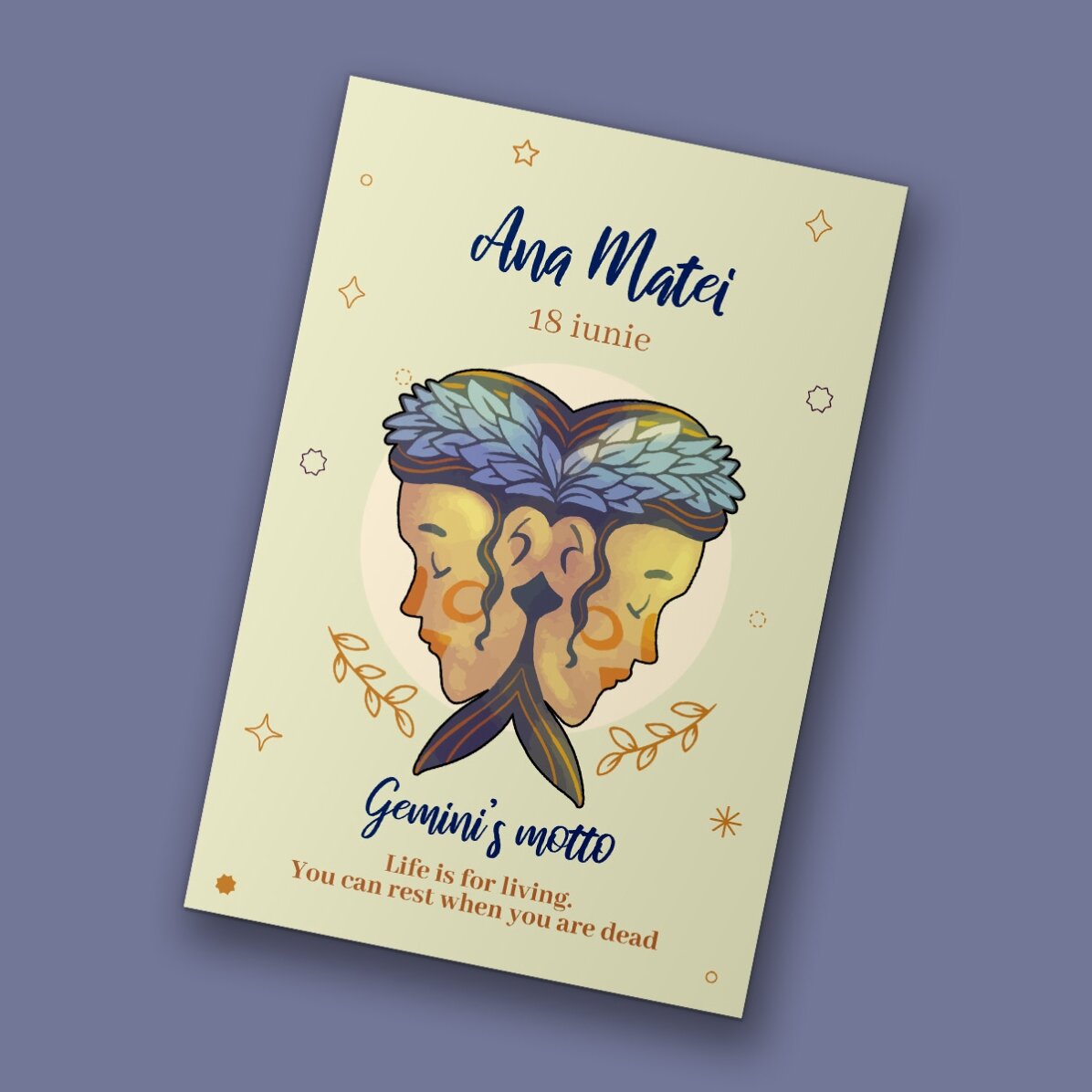 Individuell gestalteter Magnet 10 x 15 cm mit Text – Sternzeichen Zwillinge