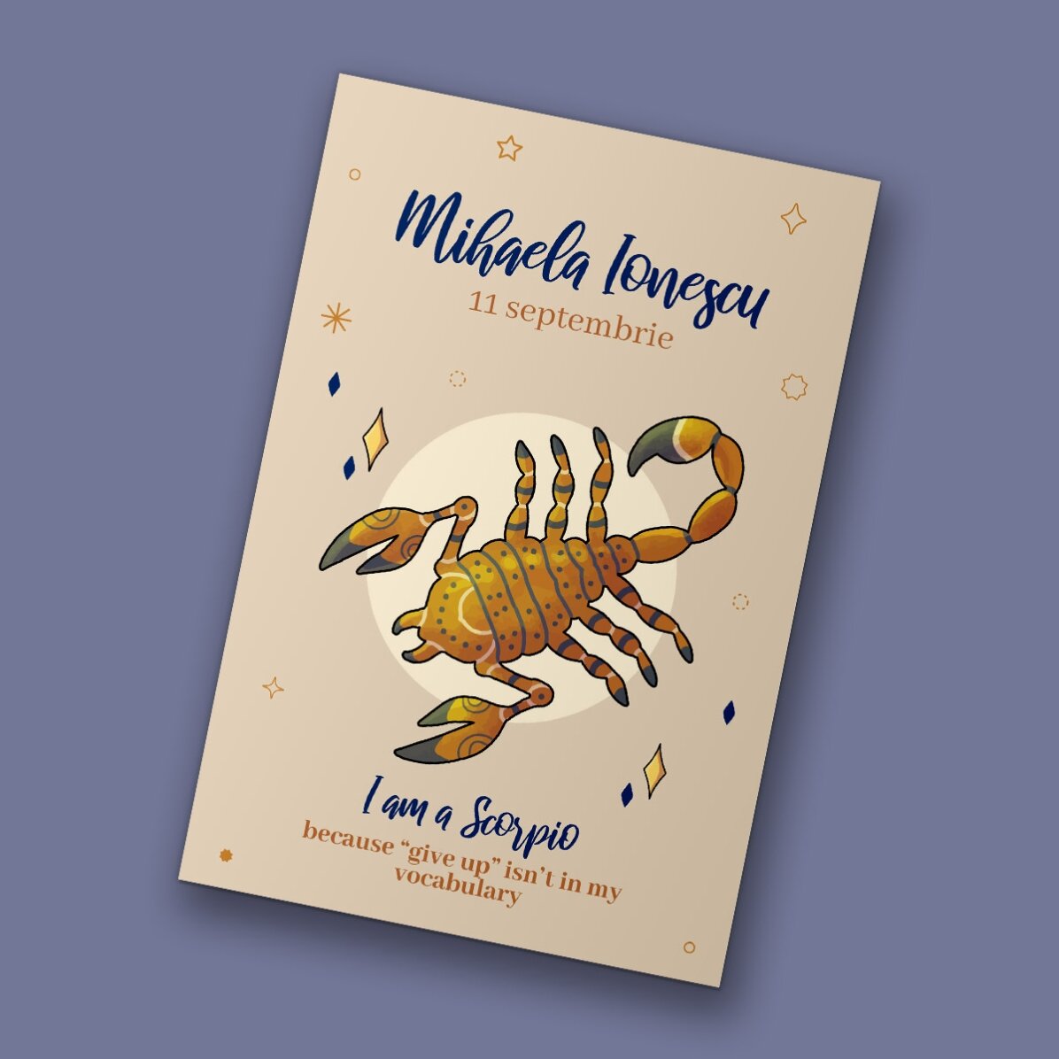 Individuell gestalteter Magnet 10 x 15 cm mit Text – Sternzeichen Skorpion