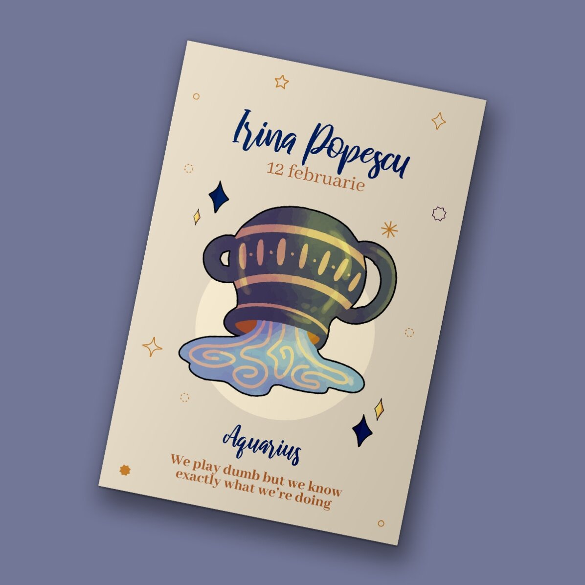 Individuell gestalteter Magnet 10 x 15 cm mit Text – Sternzeichen Wassermann