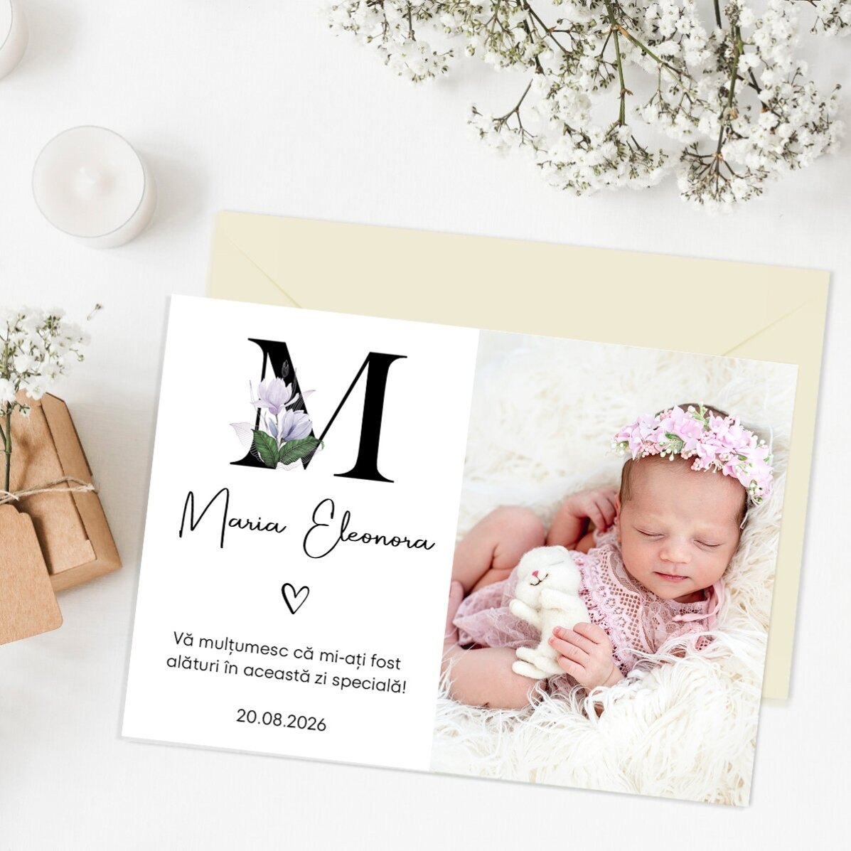 Individuell gestalteter Magnet (10 x 7 cm) mit Foto und Text – Taufurkunde