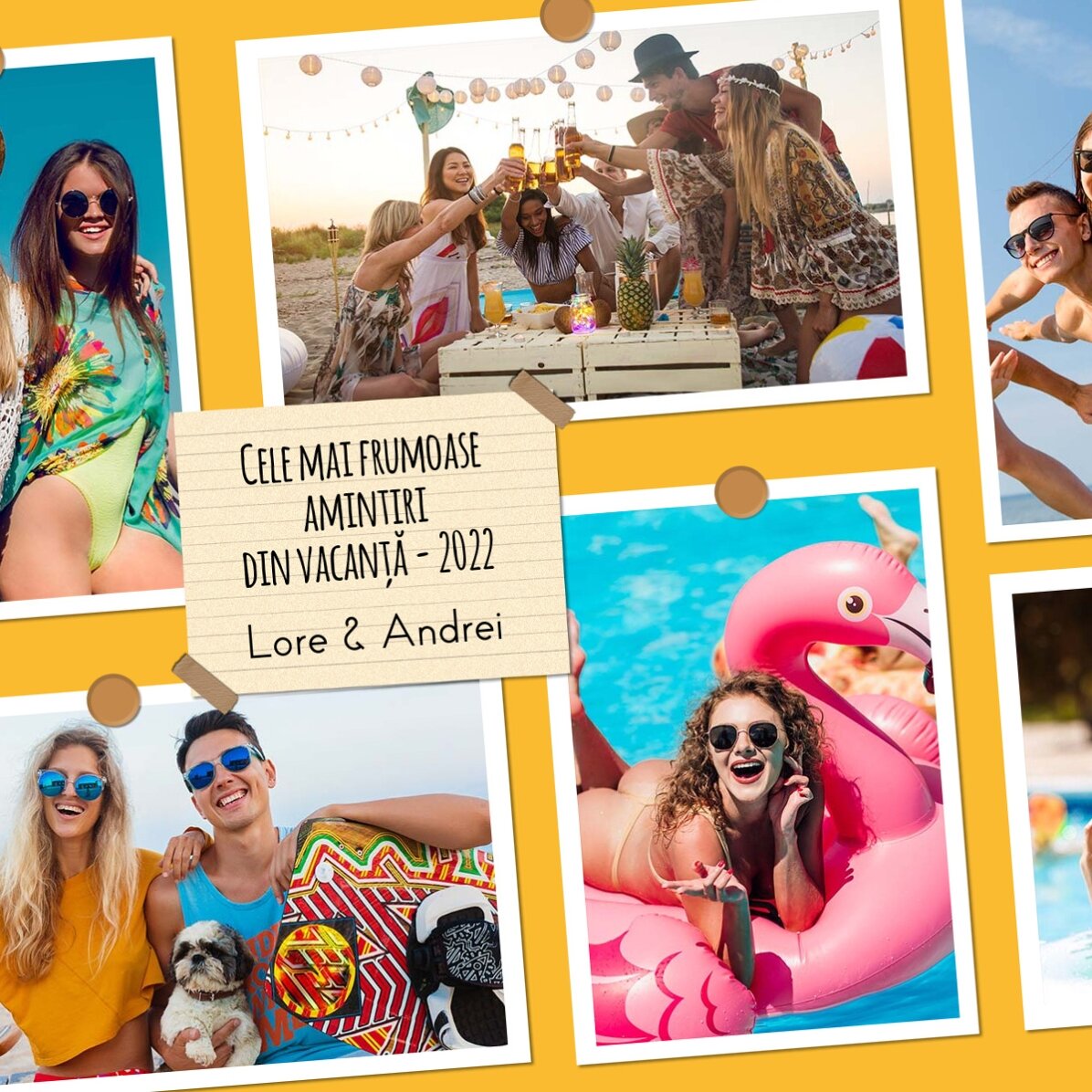 Individuell gestalteter Magnet (18 x 13 cm) mit 6 Fotos und Text – Erinnerungen