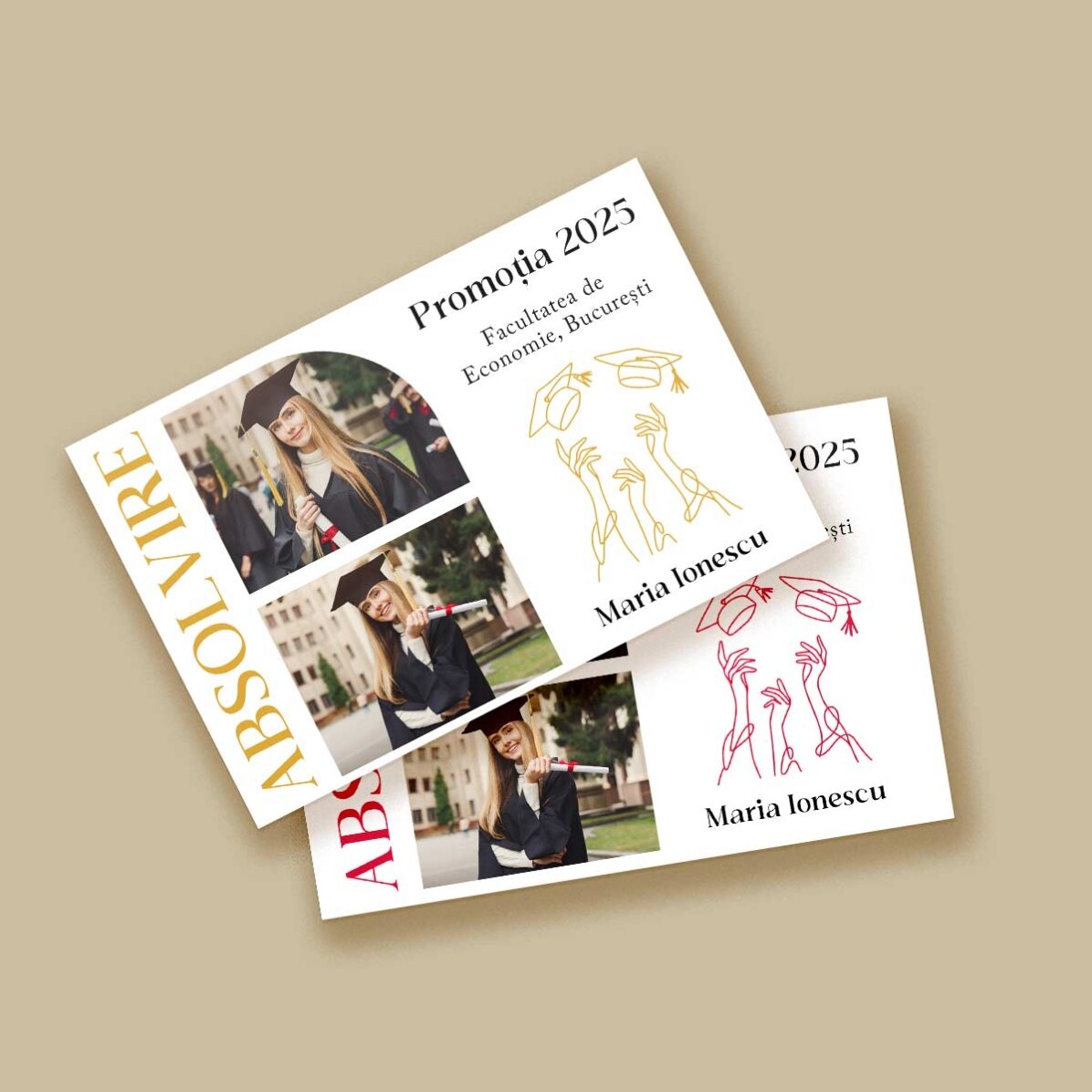 Individuell gestalteter Magnet (15 x 10 cm) mit 2 Fotos und Text – Abschlussfeier