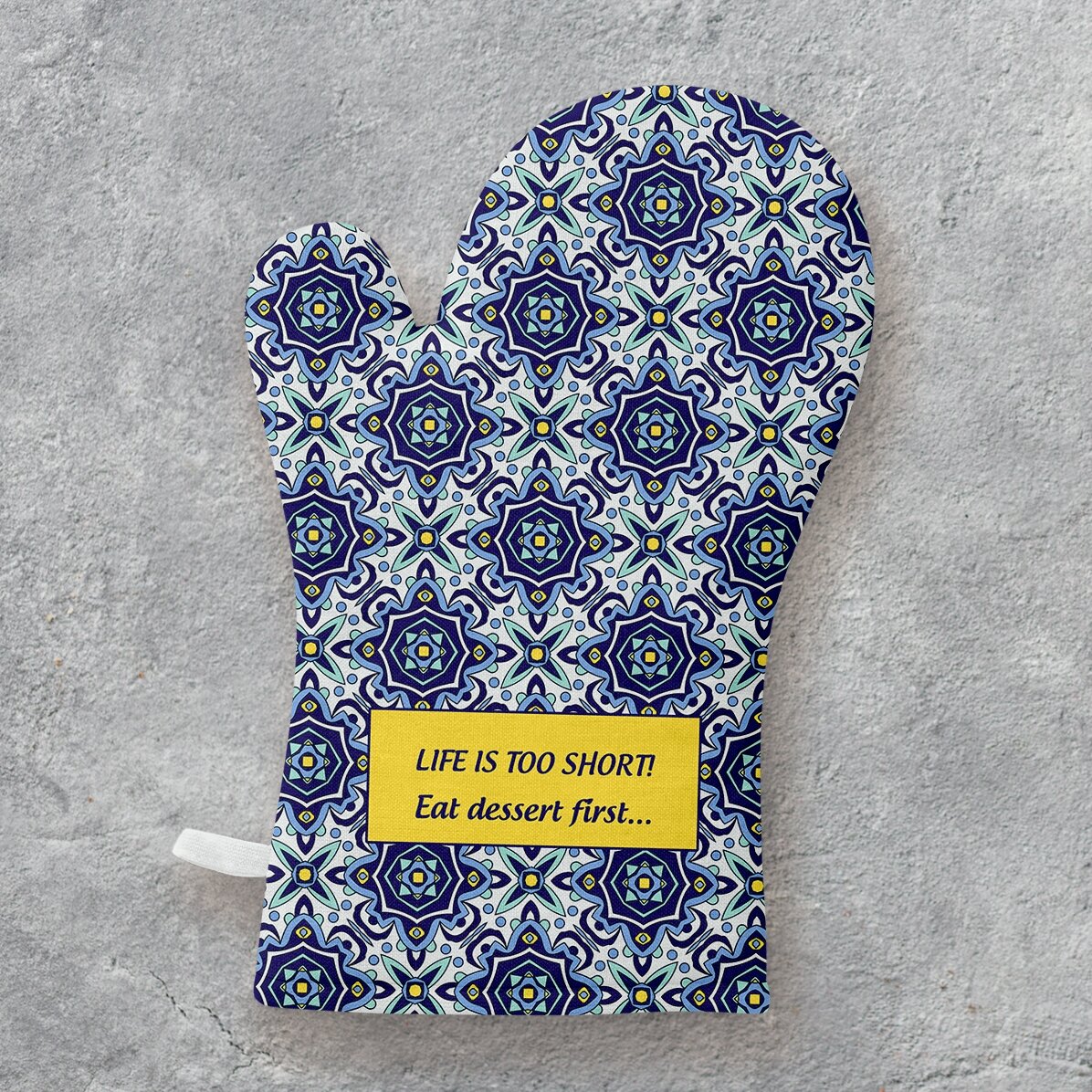 Personalisierter Küchenhandschuh mit Aufdruck – „Dessert first“...