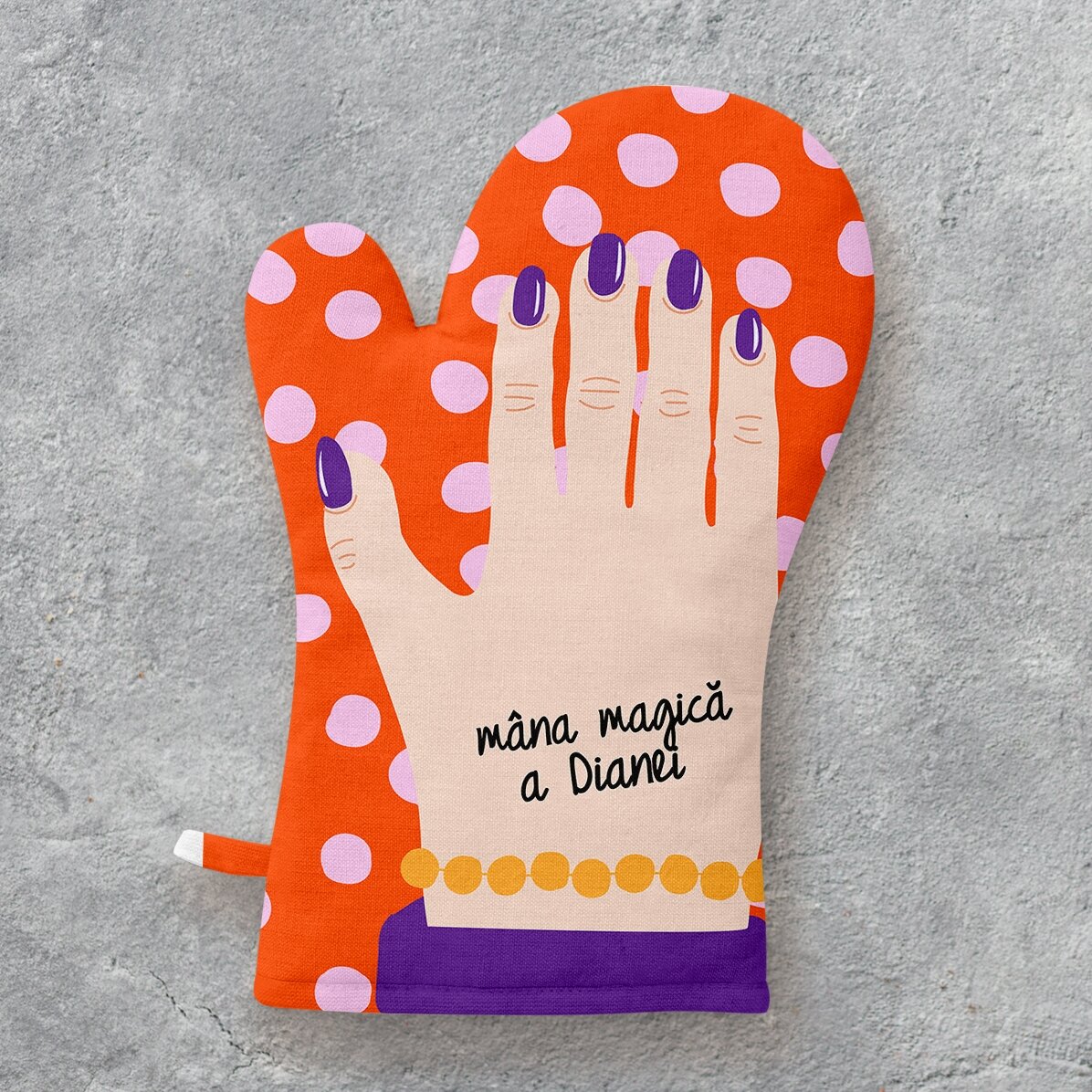 Personalisierter Küchenhandschuh mit Text – Modell „Hand“