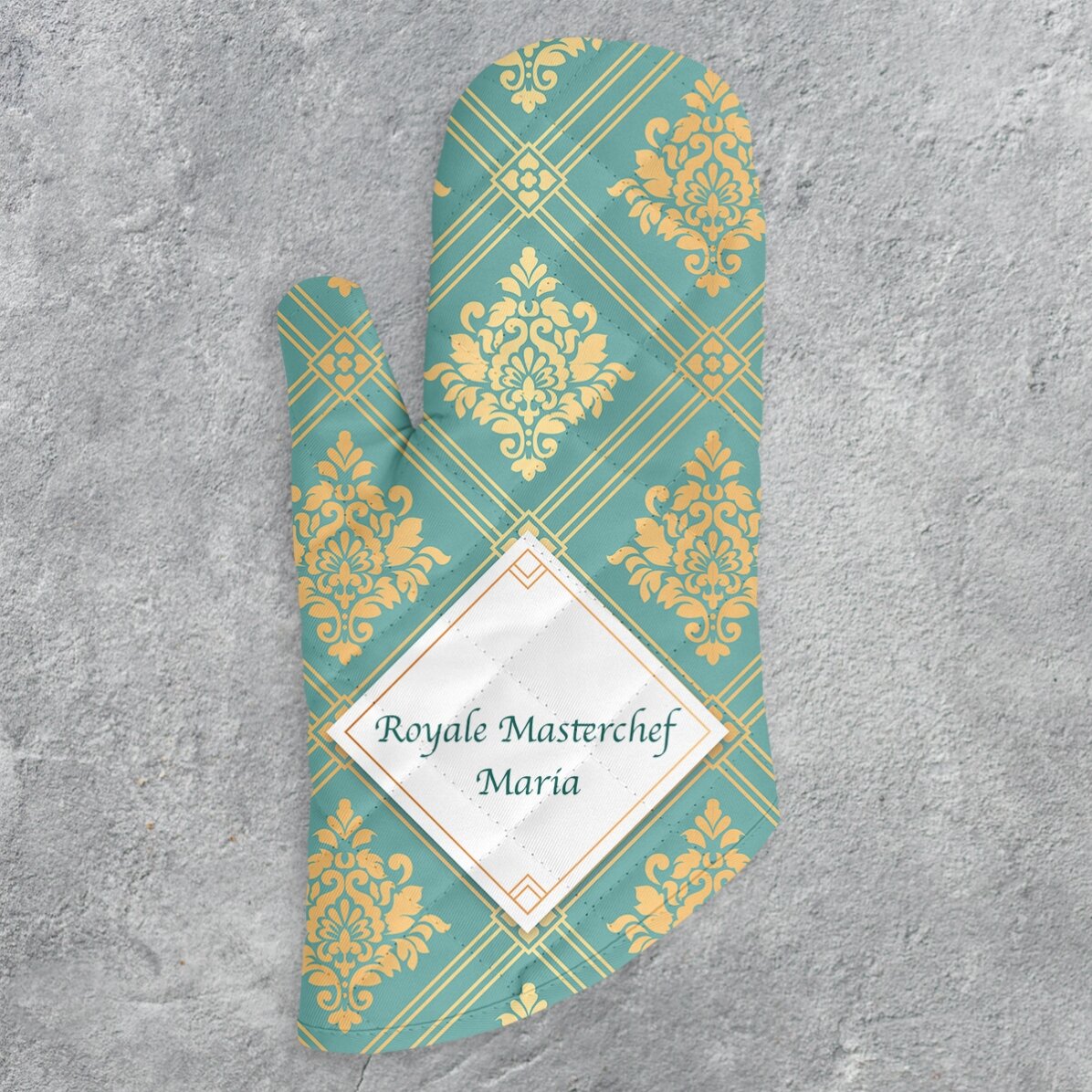 Personalisierter Küchenhandschuh mit Schriftzug – Royale Masterchef
