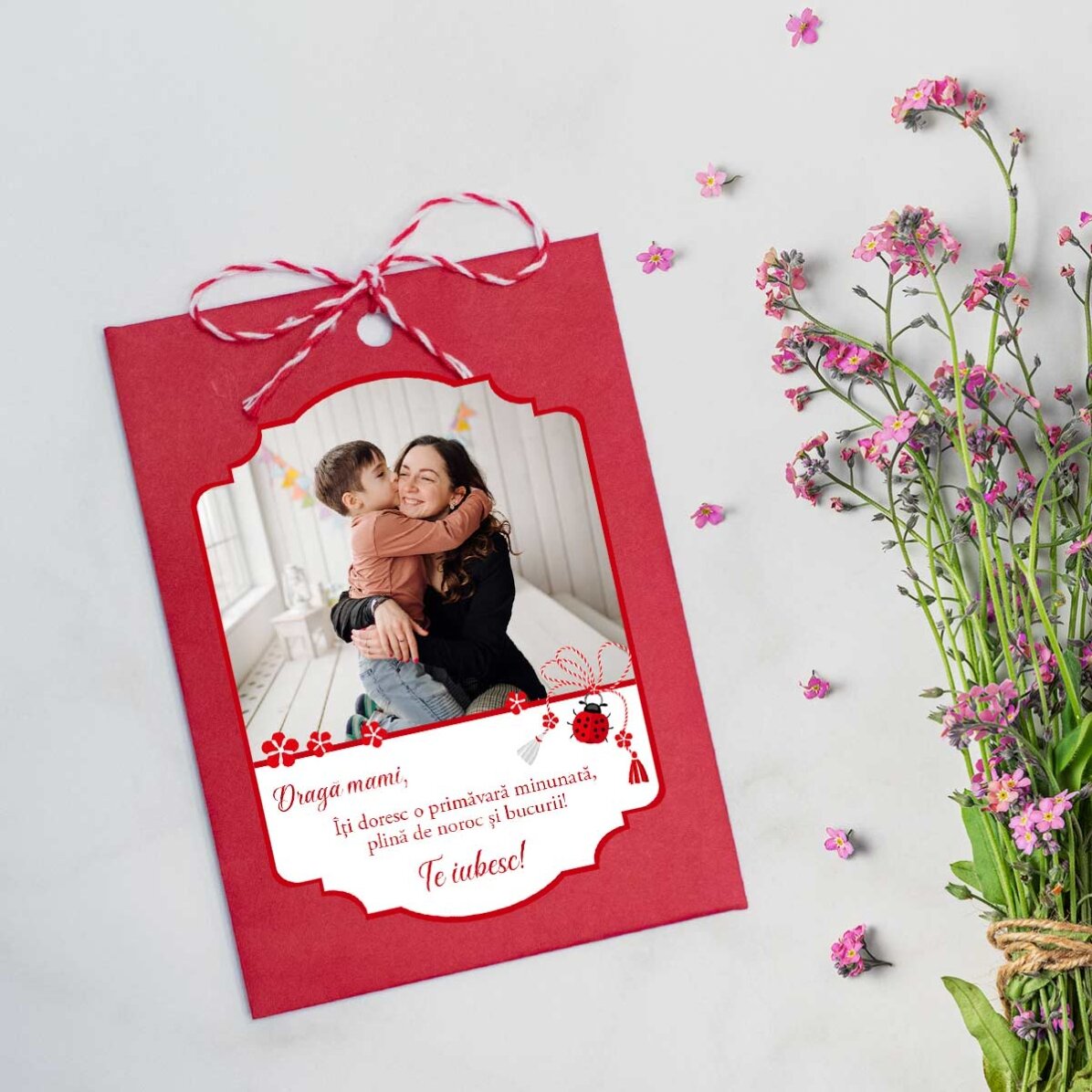 Personalised plantable Martisor with a photo and message