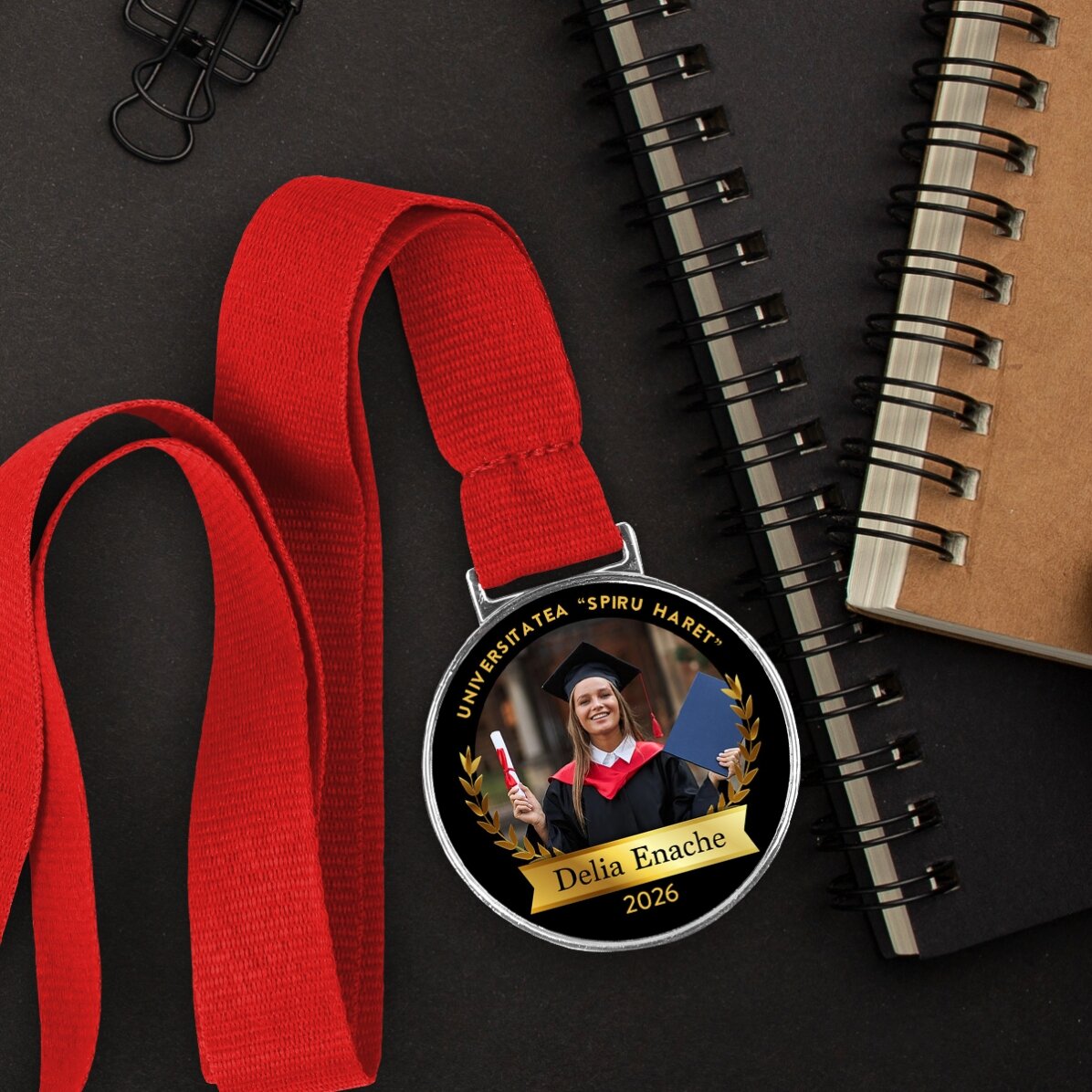 Personalisierte Medaille mit Foto und Text – Absolvent