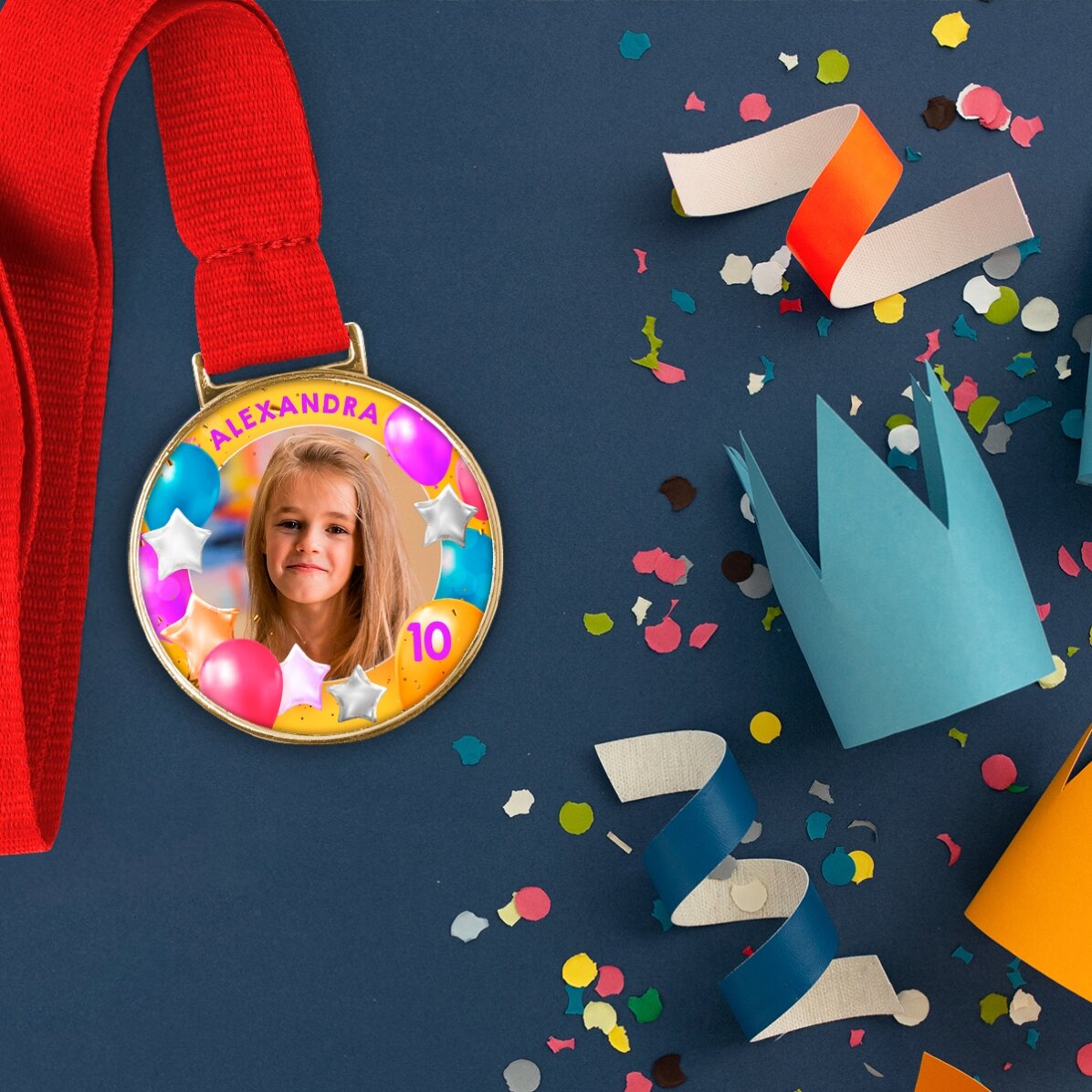 Personalisierte Medaille mit Foto und Text – Happy Birthday
