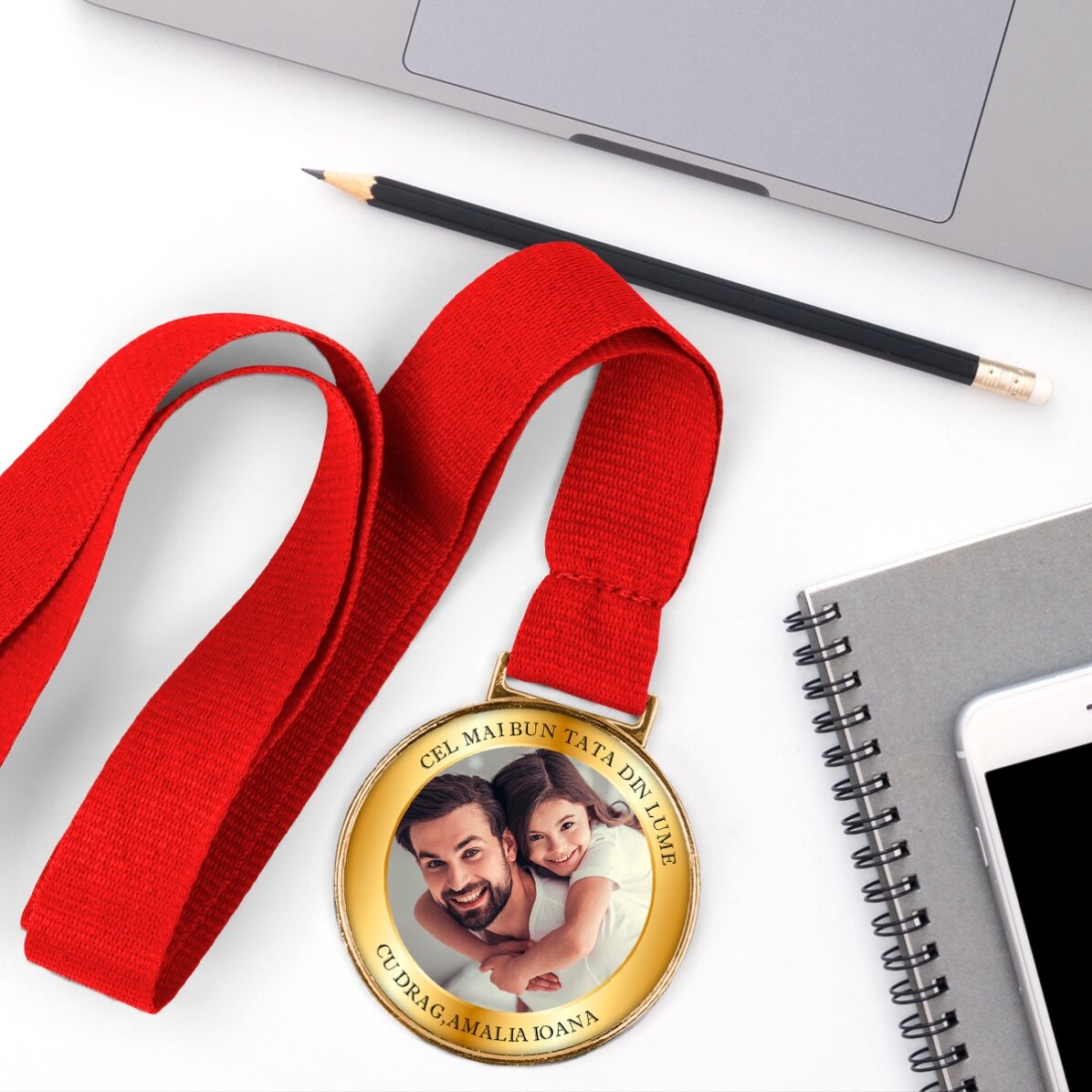Personalisierte Medaille mit Foto und Text