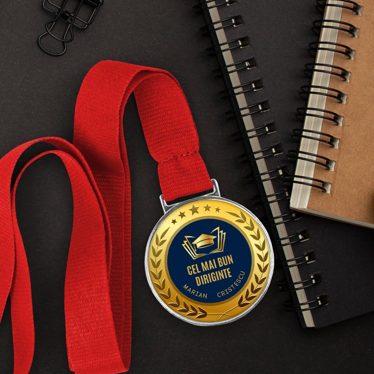 Personalisierte Medaille mit Text – Der beste Klassenlehrer