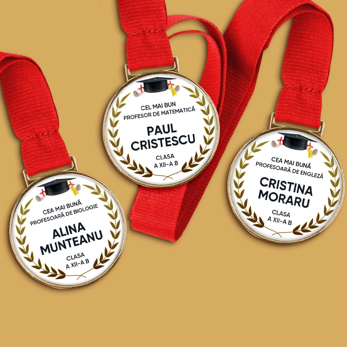 Personalisierte Medaille mit Text – Glückwünsche zum Abschluss