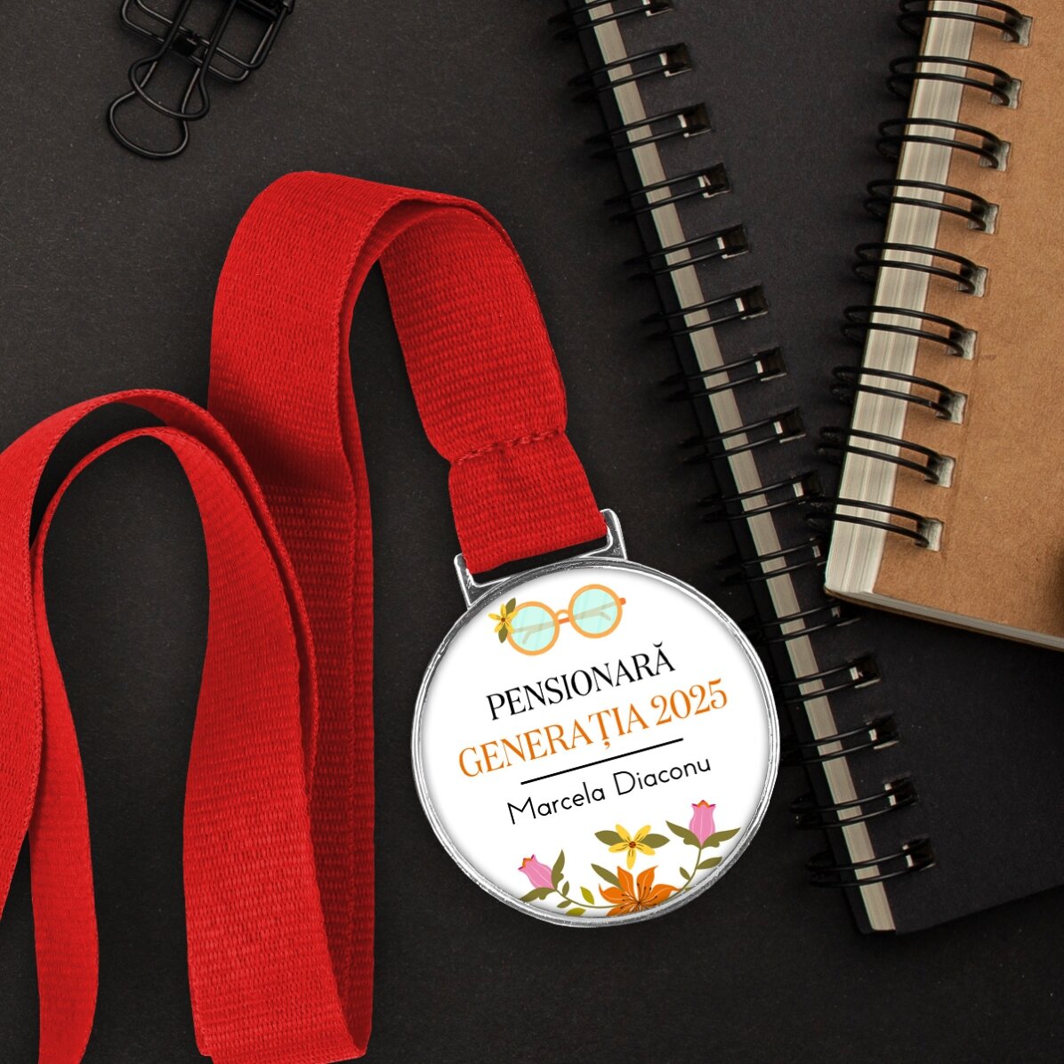 Personalisierte Medaille mit Text – Ruhestand
