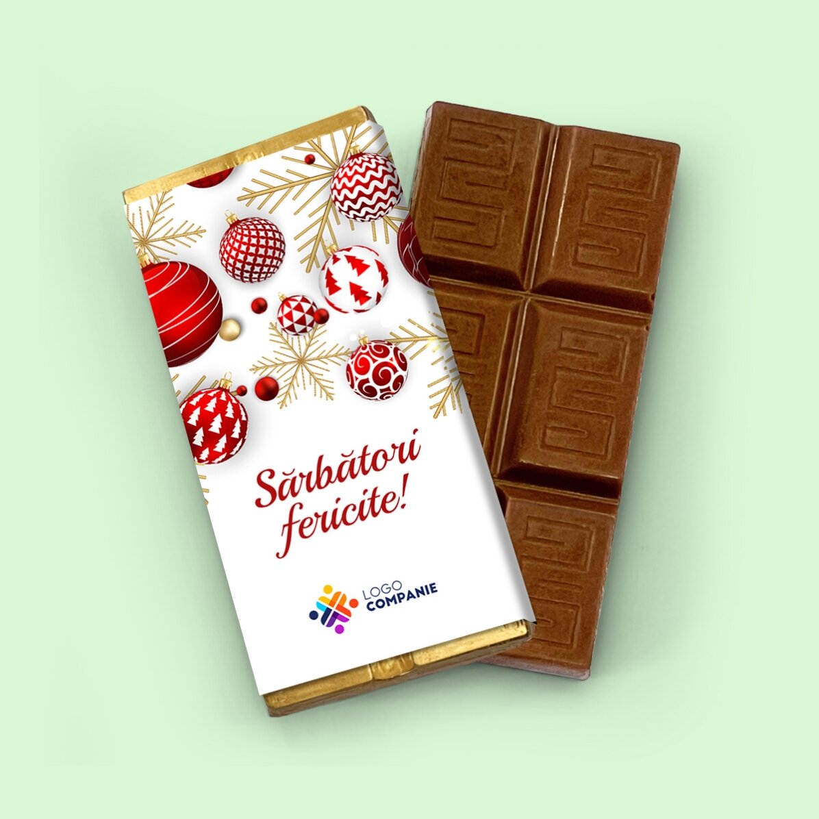 Mini chocolate bar personalised with logo and message - Globuri