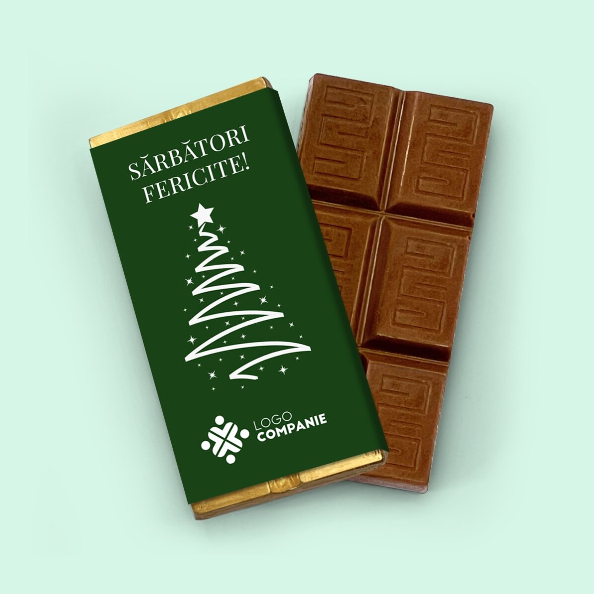 Personalisierte Mini-Schokoladentafel mit Logo und Botschaft – Frohe Feiertage
