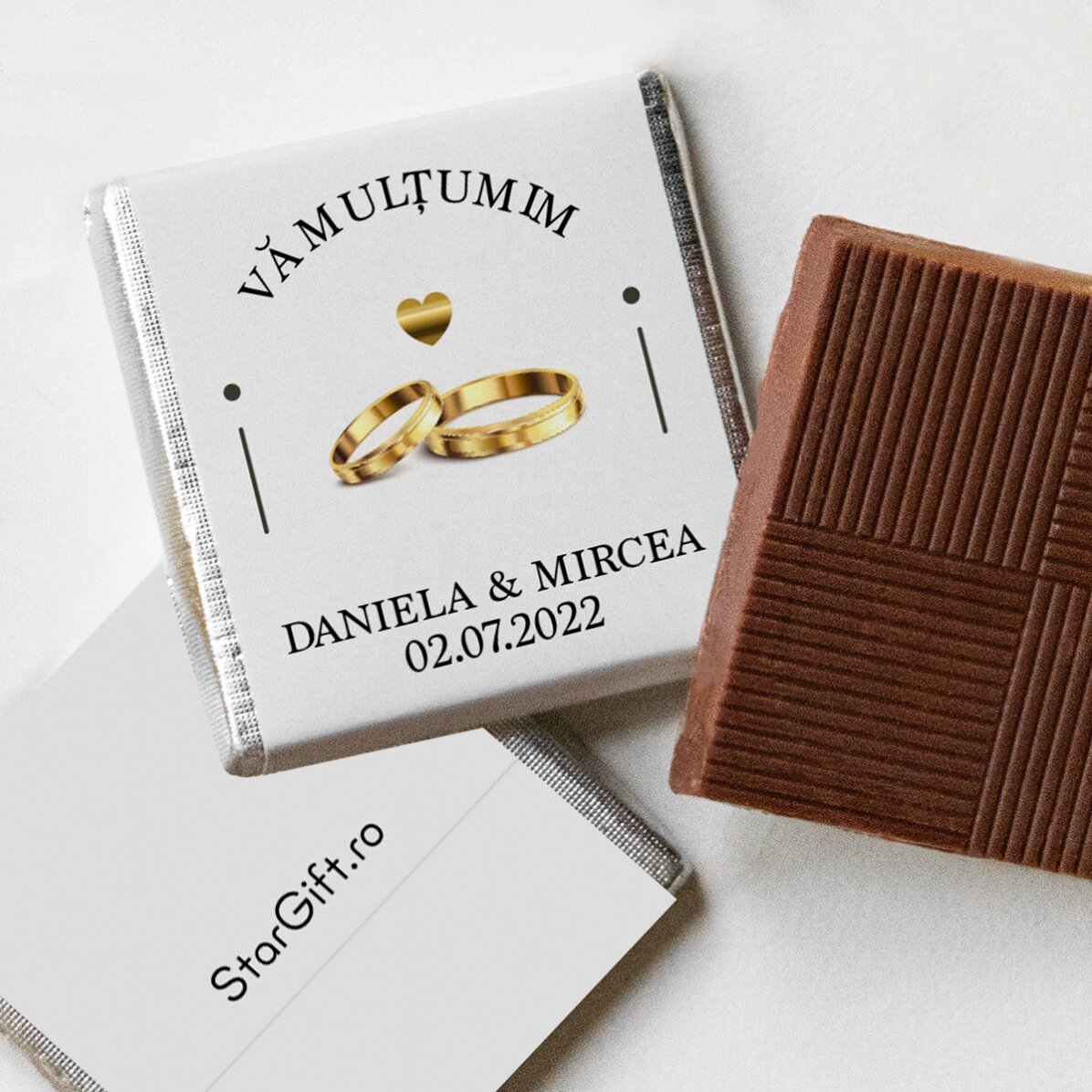 Personalisierte Mini-Schokoladenpralinen als Hochzeitsgeschenk mit Text – Vielen Dank
