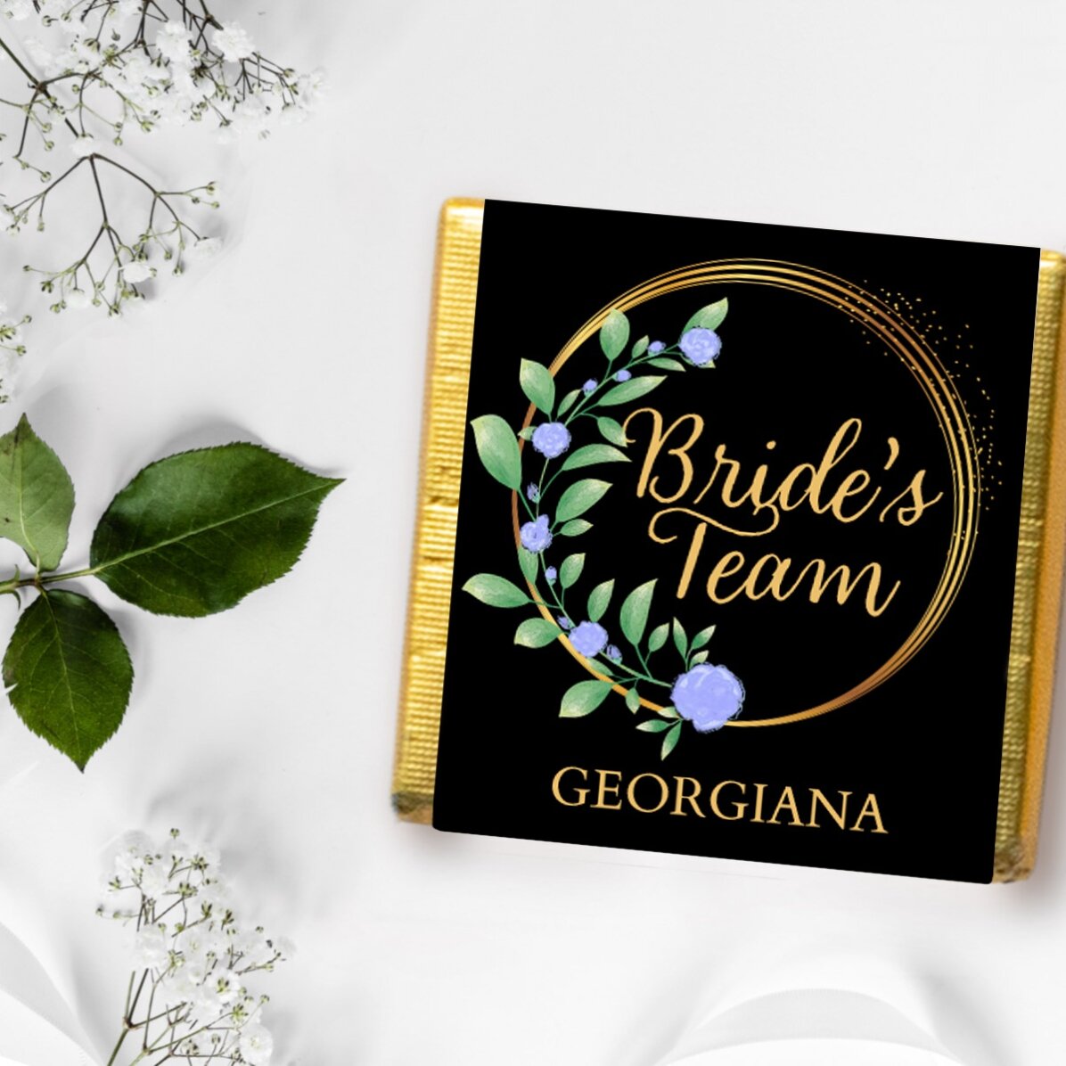 Personalisierte Mini-Schokoladenpraline mit Botschaft – Floral
