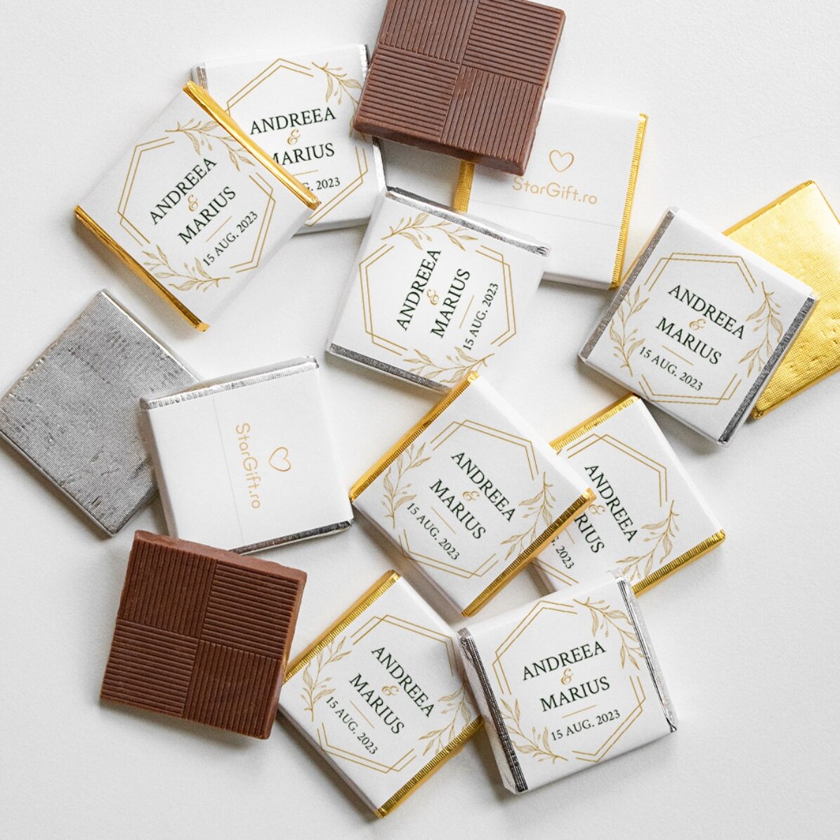 Personalisierte Mini-Schokoladenpraline mit Botschaft – Gold