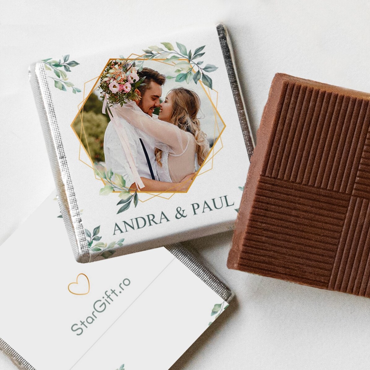 Personalisierte Mini-Schokoladenpraline mit Foto und Text – Elegance