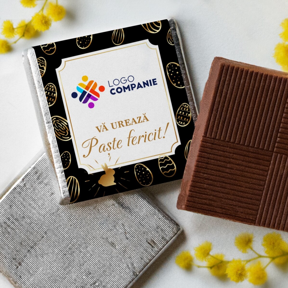 Personalisierte Mini-Schokolade mit Logo und Botschaft – Ostereier