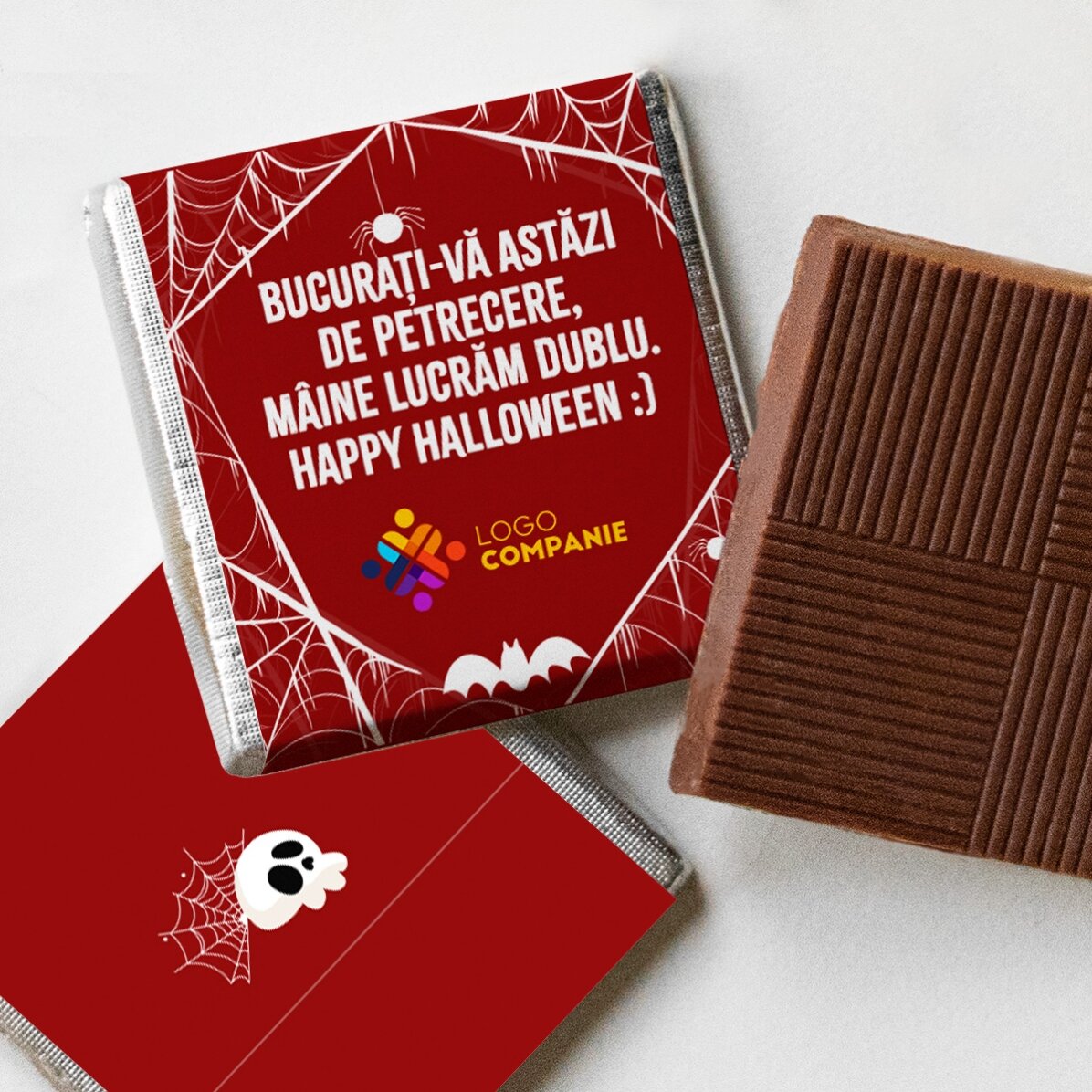 Personalisierte Mini-Schokolade mit Logo und Botschaft – Halloween