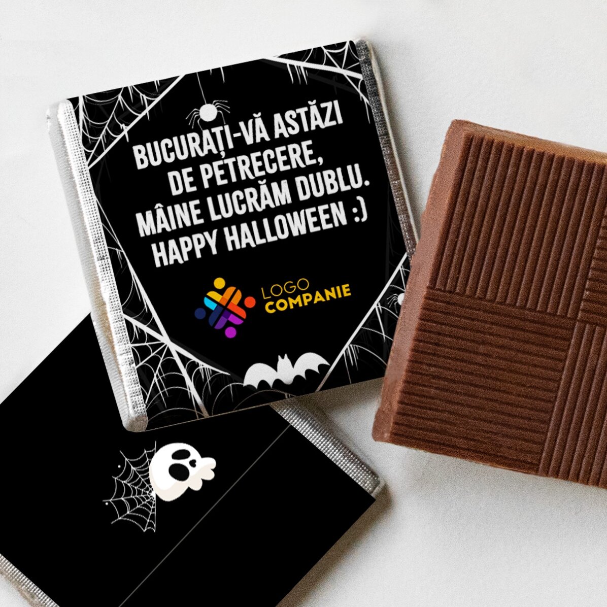 Personalisierte Mini-Schokolade mit Logo und Botschaft – Halloween