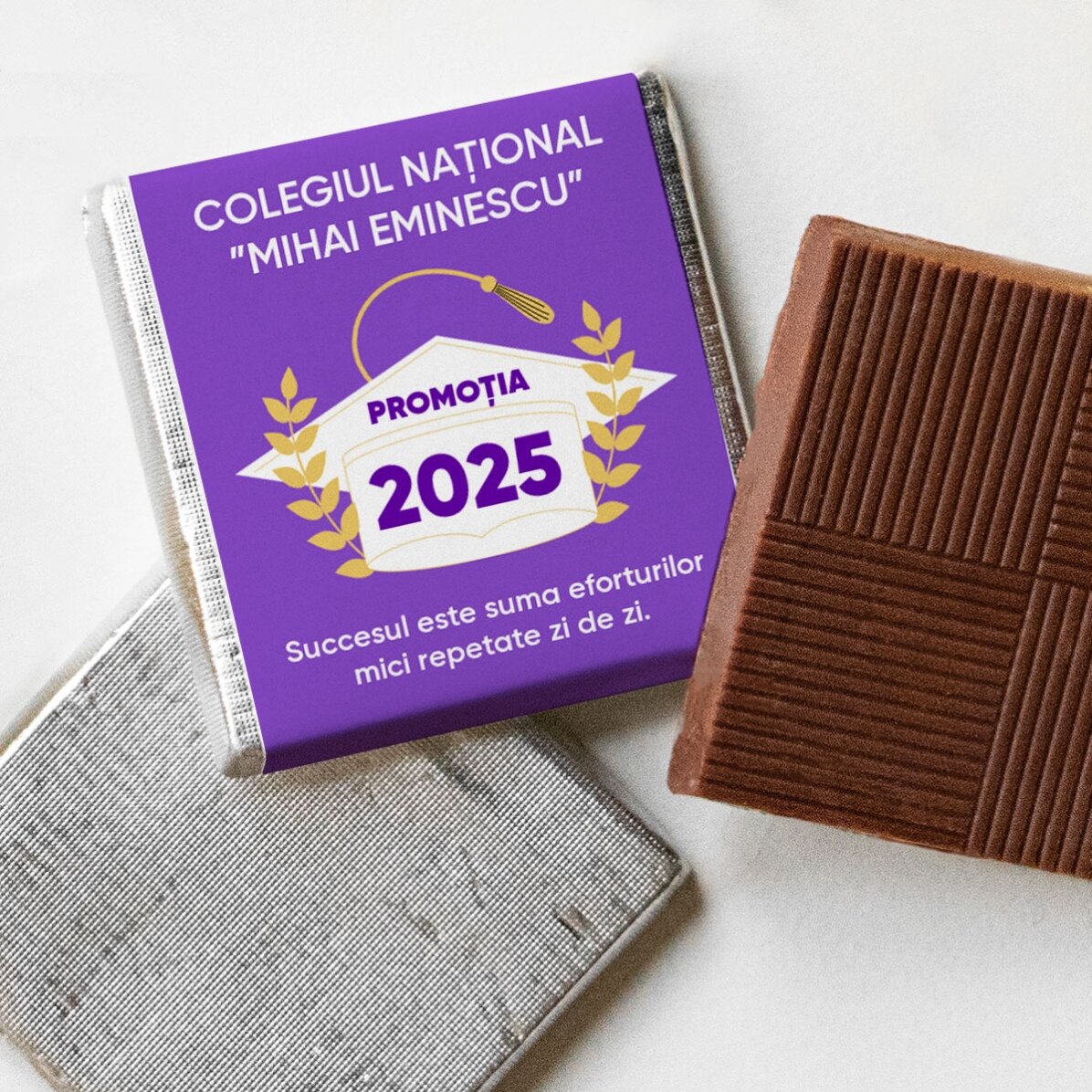 Personalised mini chocolate with graduation message