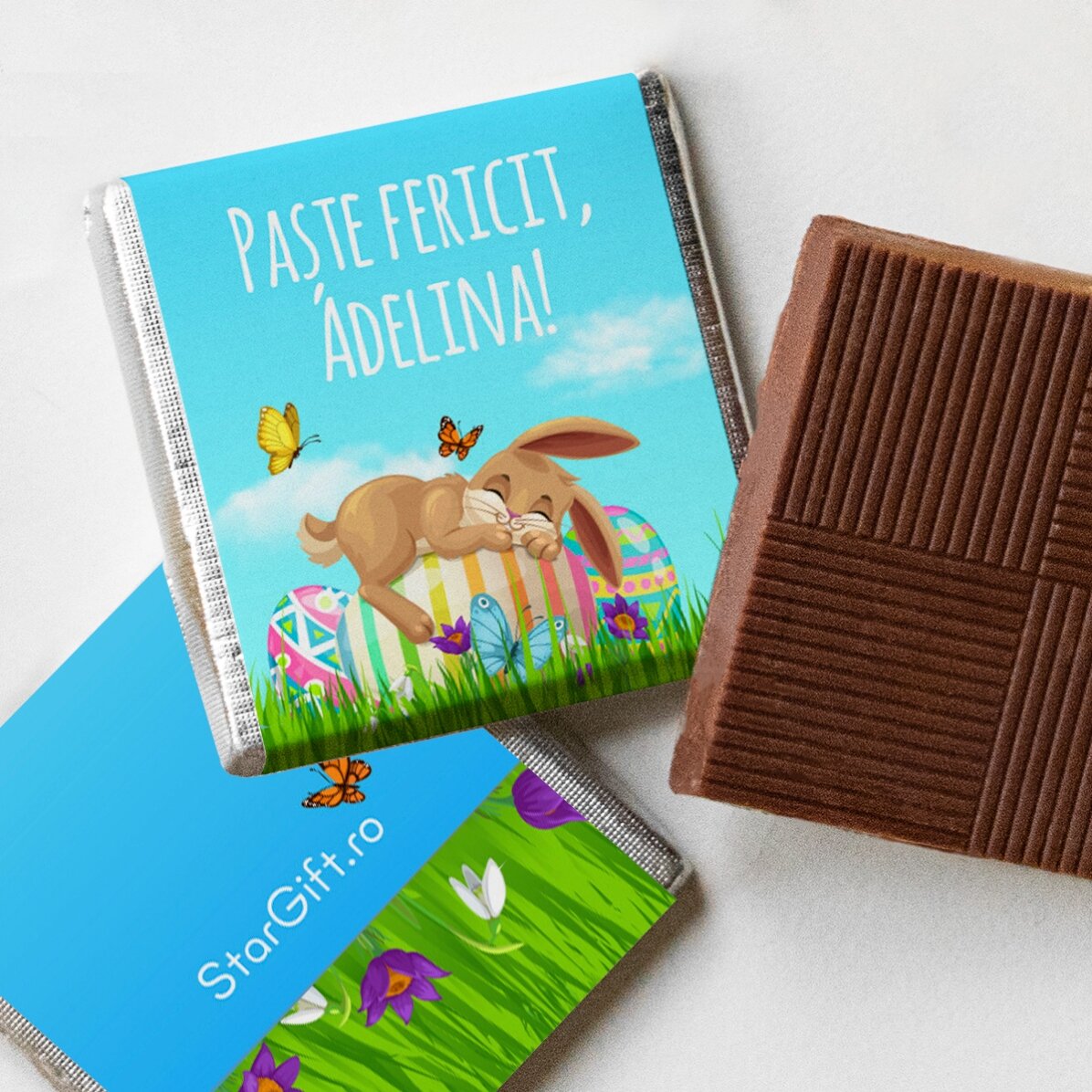 Personalisierte Mini-Schokolade mit Ostergruß