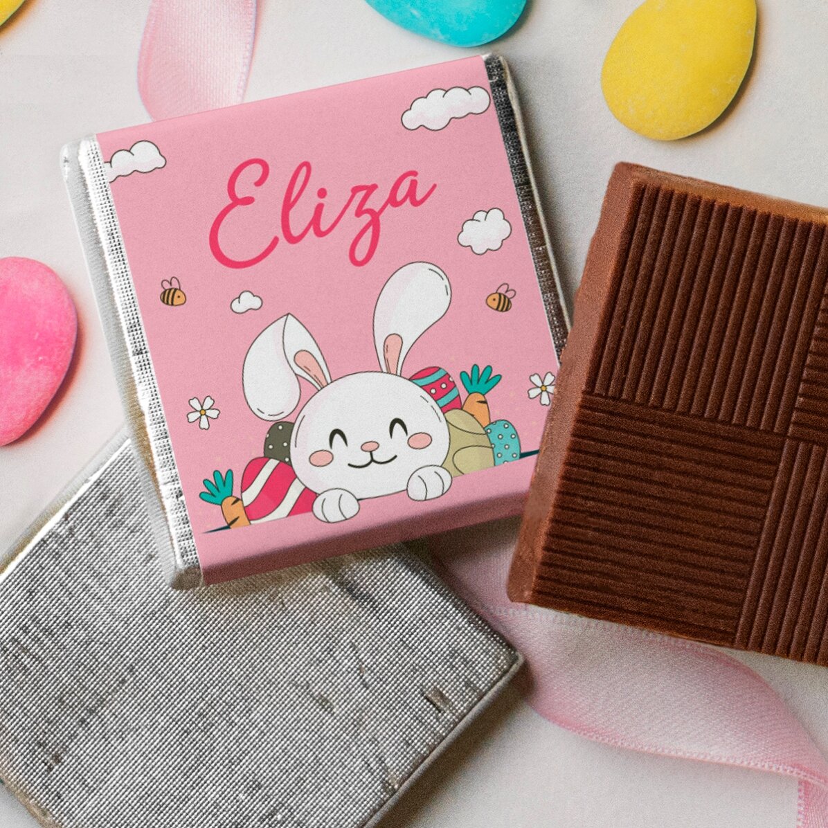 Personalisierte Mini-Schokolade mit Namen – Hase