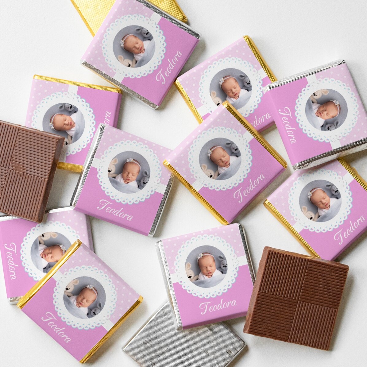 Personalisierte Mini-Schokolade mit Foto und Text – Taufgeschenk