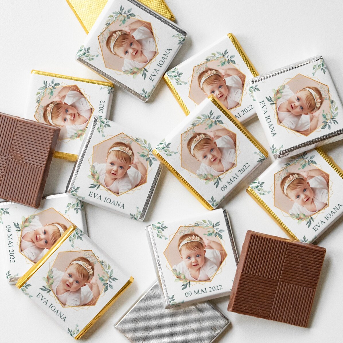 Personalisierte Mini-Schokoladenpraline mit Foto und Text – Elegance