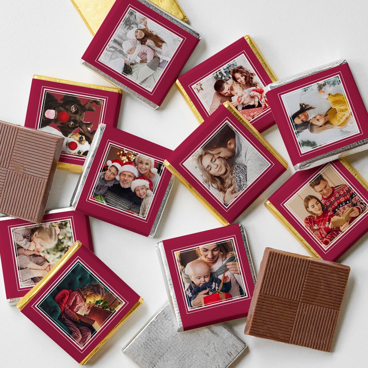 Set mit 10 personalisierten Mini-Pralinen mit Foto