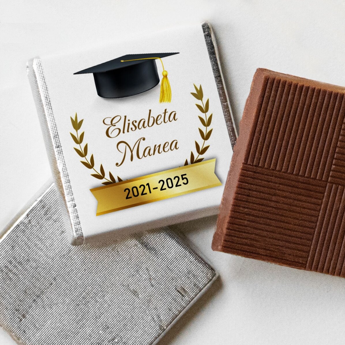 Personalisierte Mini-Schokolade mit Text für Absolventen