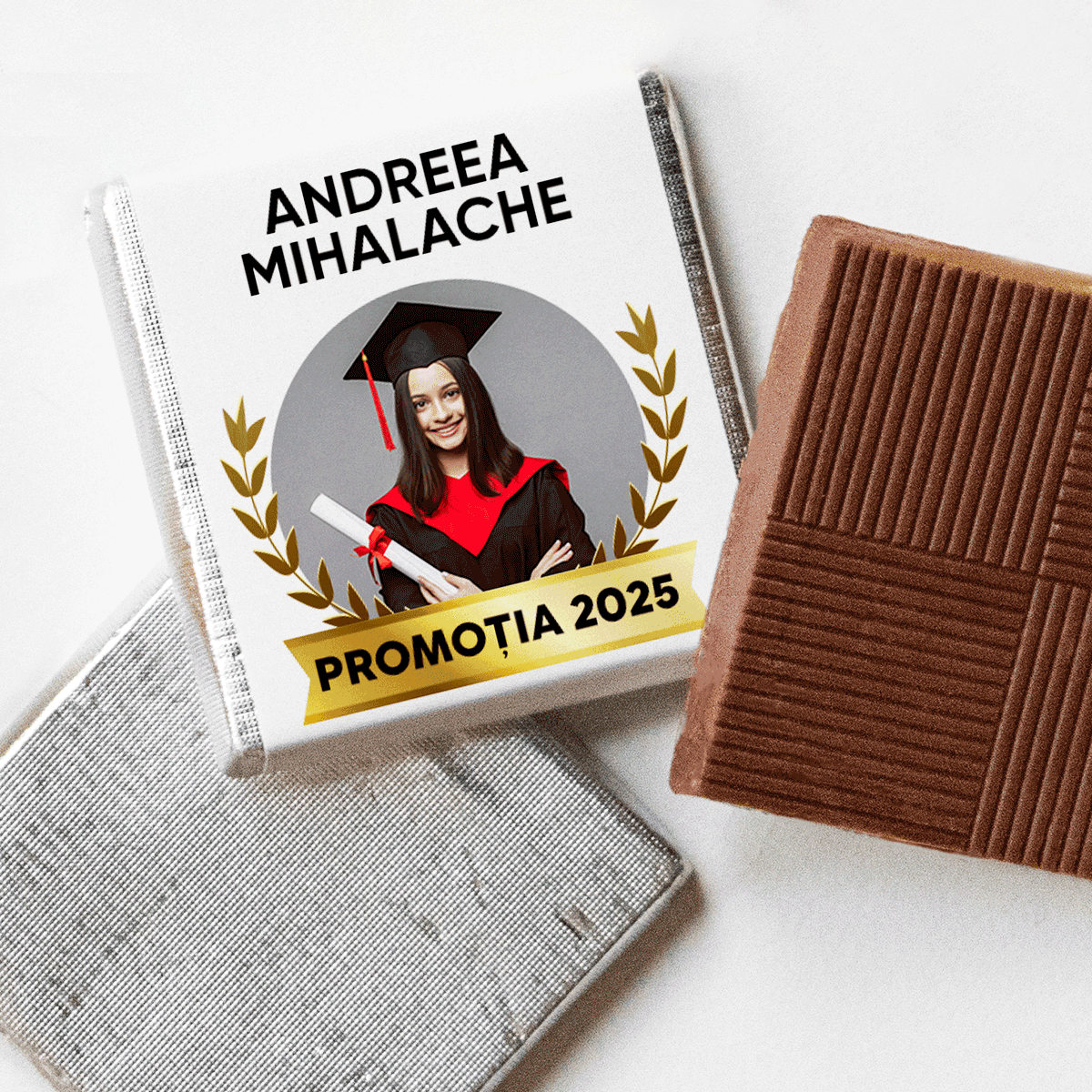 Personalisierte Mini-Schokolade mit Text und Foto oder Logo – Schulabschluss