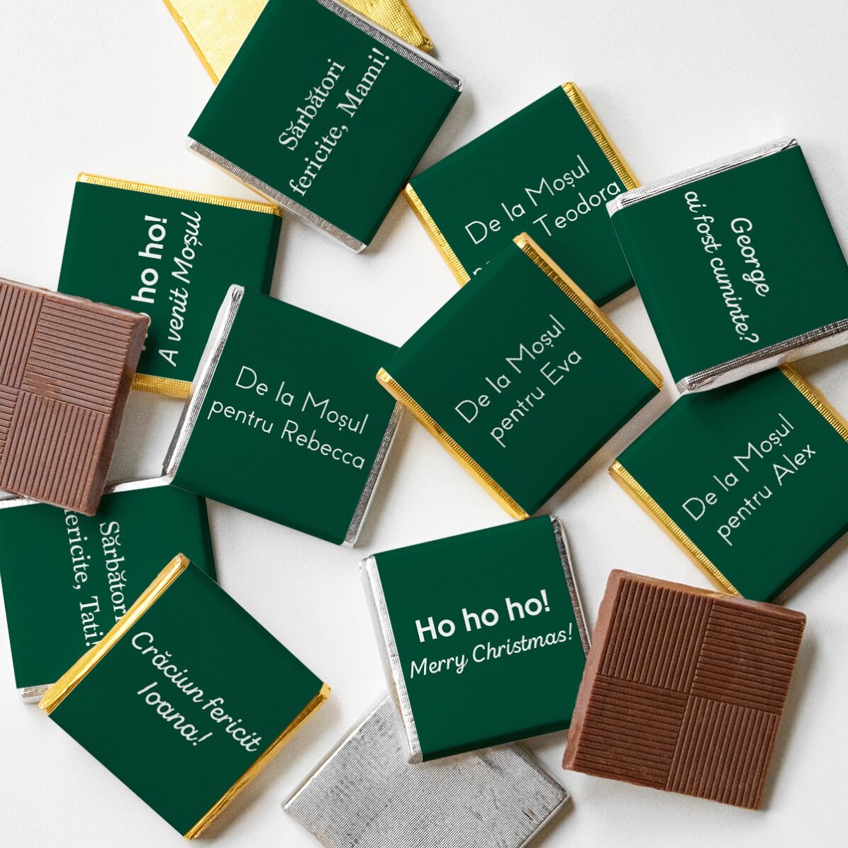 Set mit 10 personalisierten Mini-Pralinen mit Text
