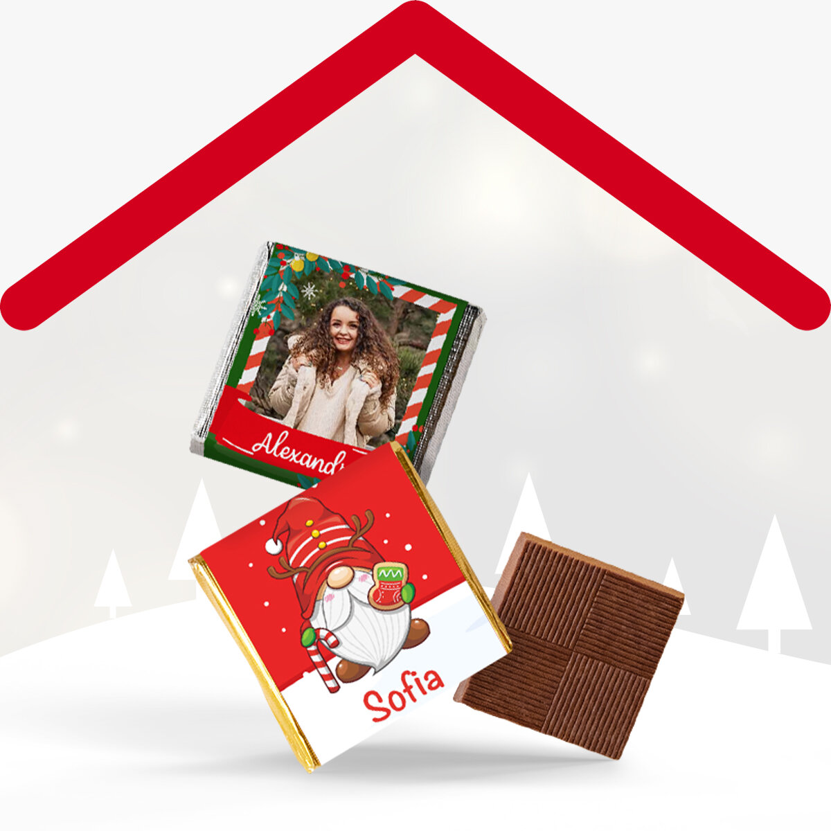 Personalisierte Mini-Weihnachtsschokolade